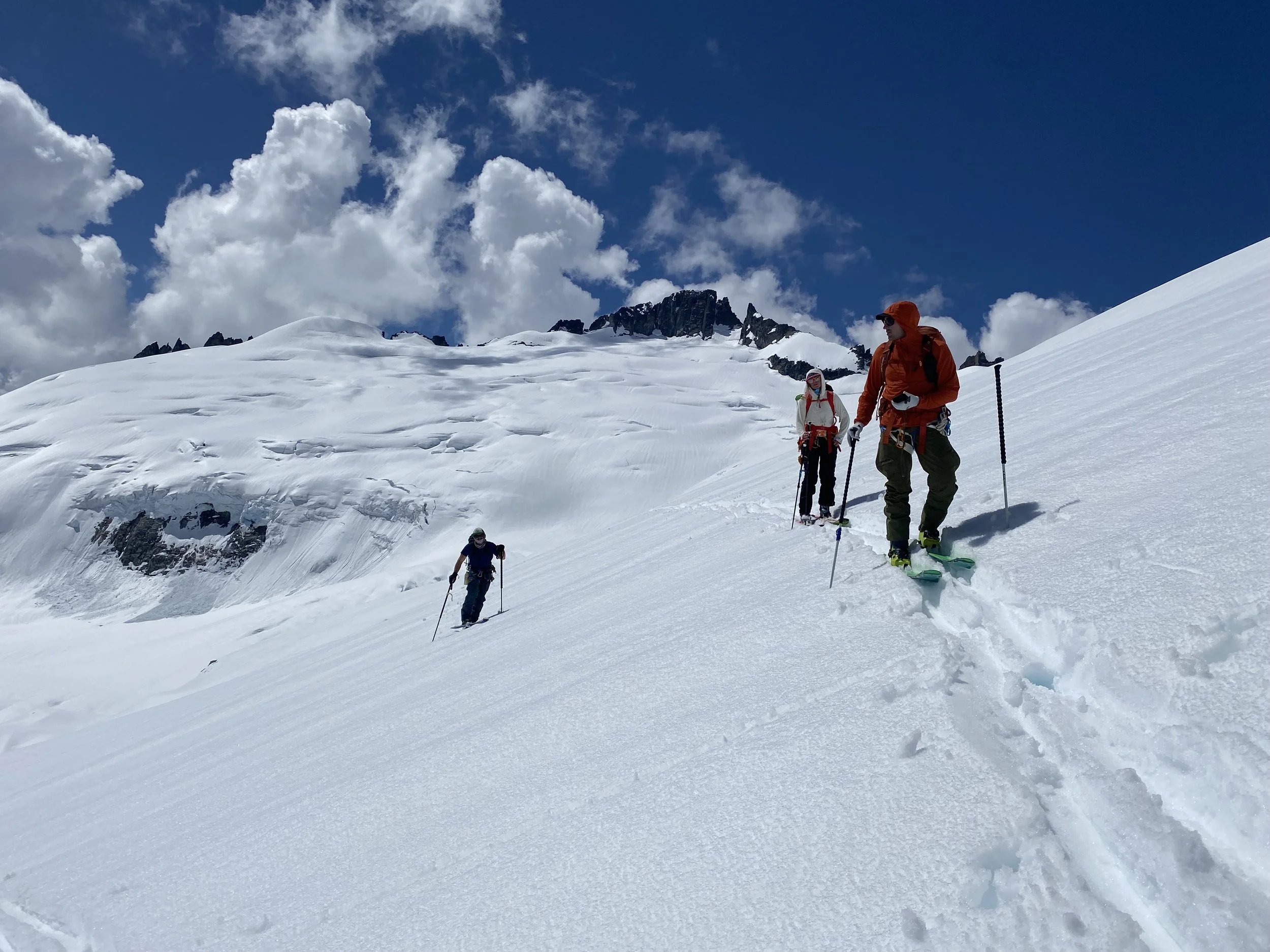 A short side tour on the North Klawatii Glacier on the Isolation Traverse.  Photo by Ian Nicholson