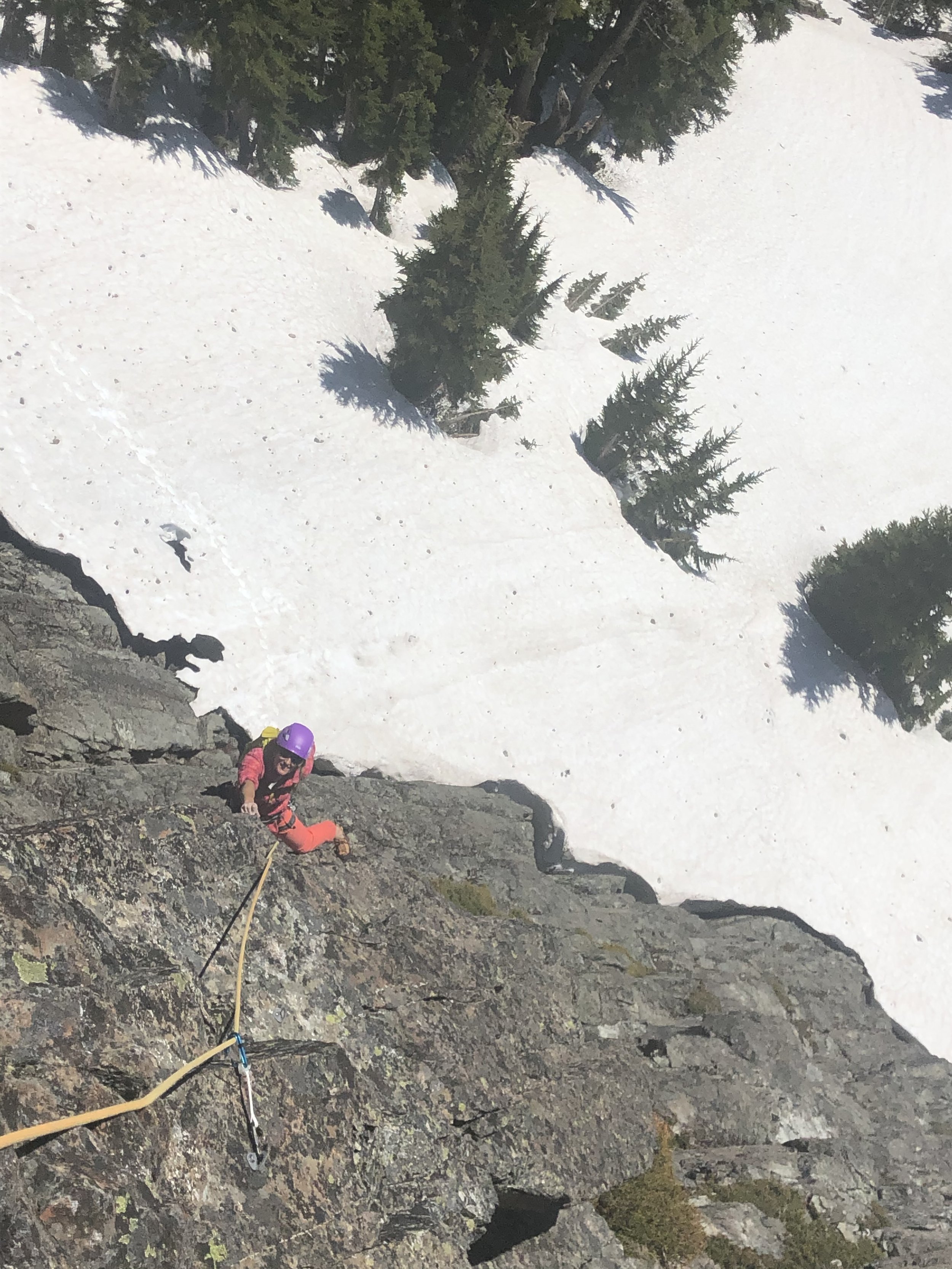 Sara Vavra follows pitch 2 while climbing the Tooth Fairy, the Tooth, near Snoqualmie Pass