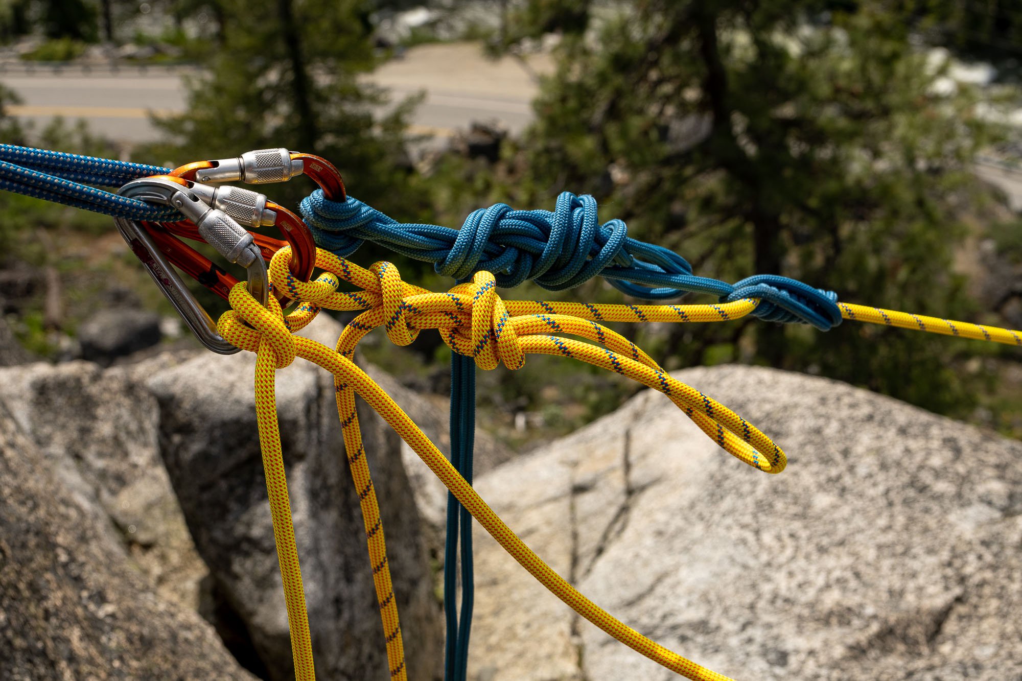 Munter Mule Hitches for days. Every wonder what to do if you have an issue on an alpine route or mulitpitch terrain. Take our 2-day self-rescue course.