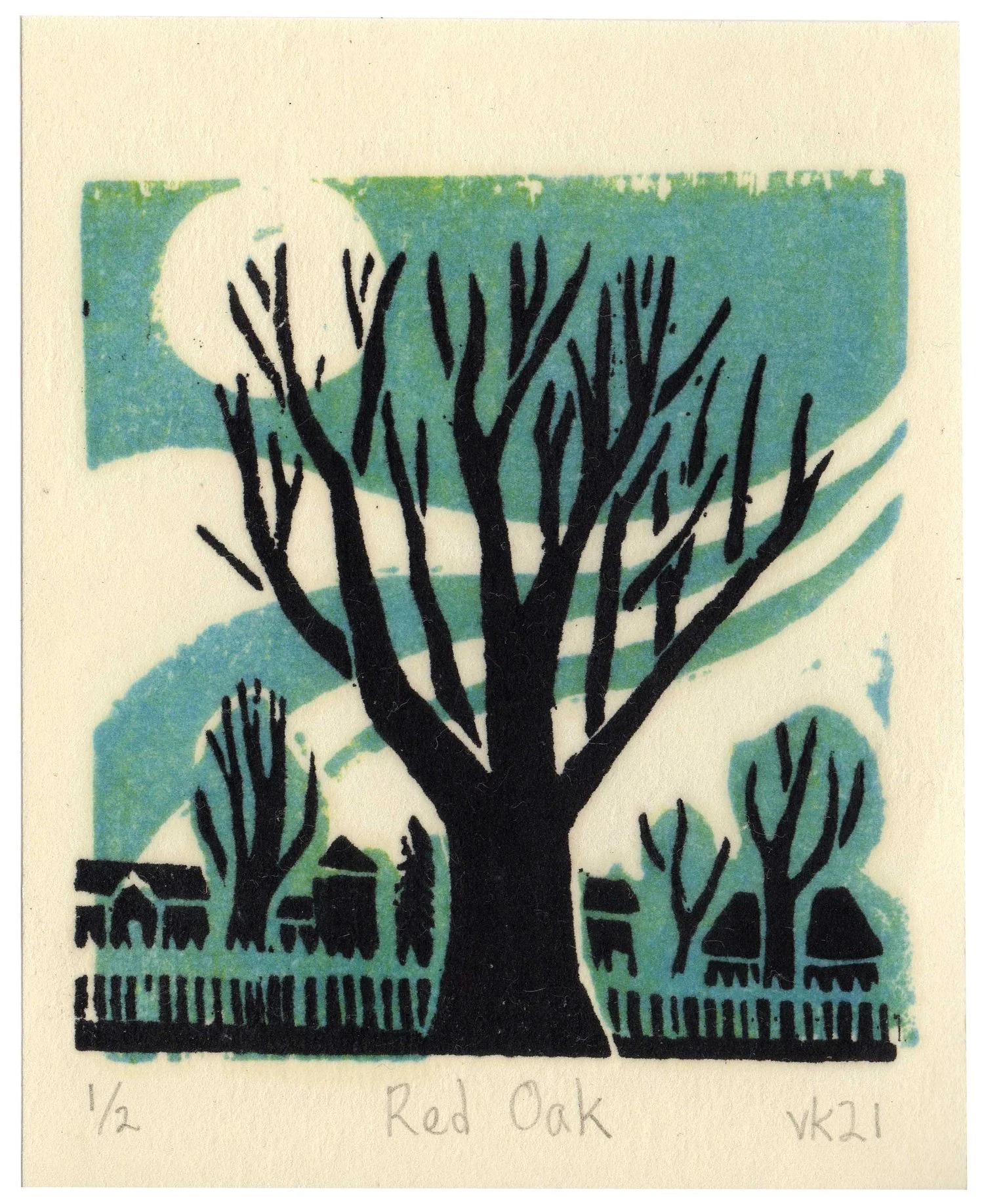 Red Oak Tree Woodcut