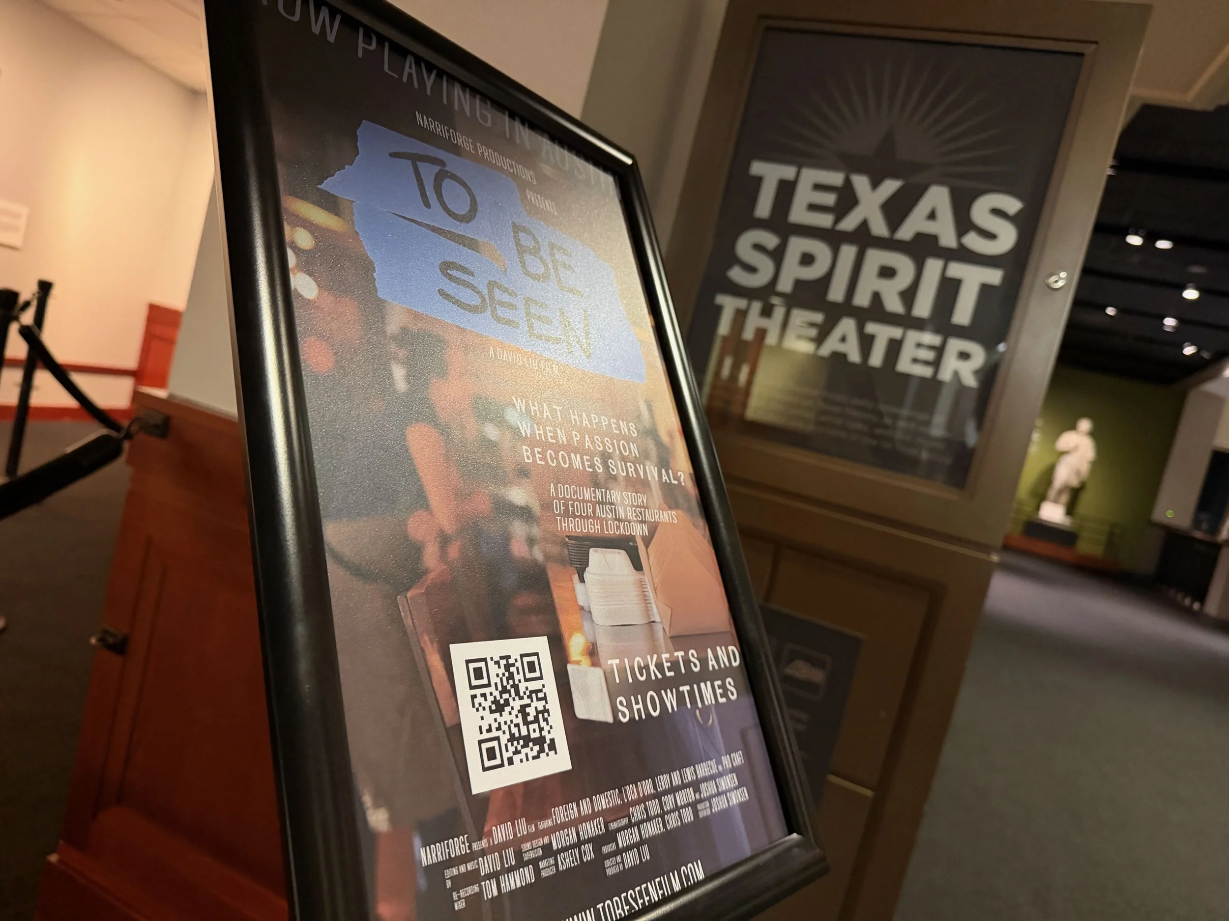 The Texas Spirit Theater signage at the Bob Bullock Museum