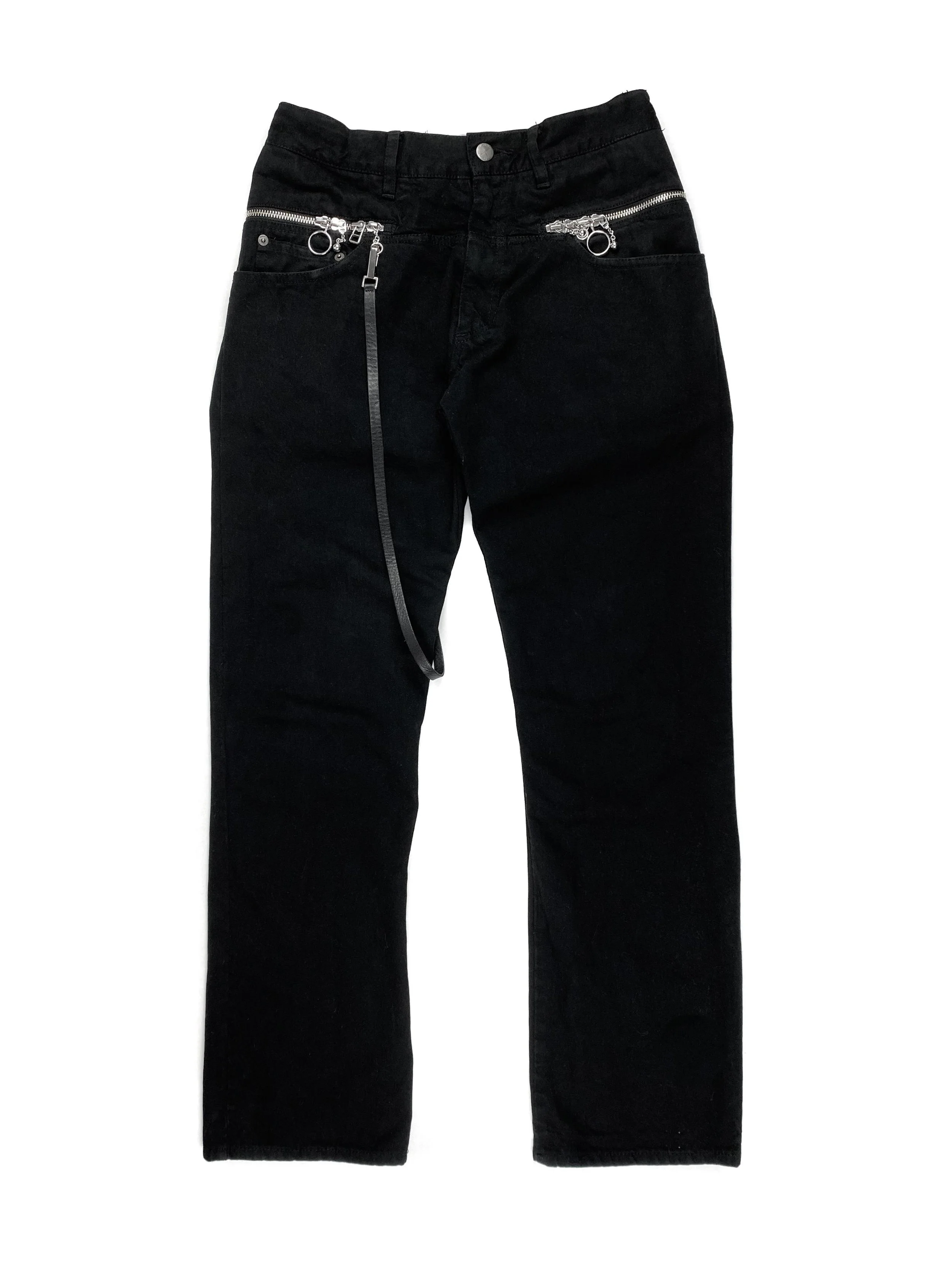 zippered denim + leather strap