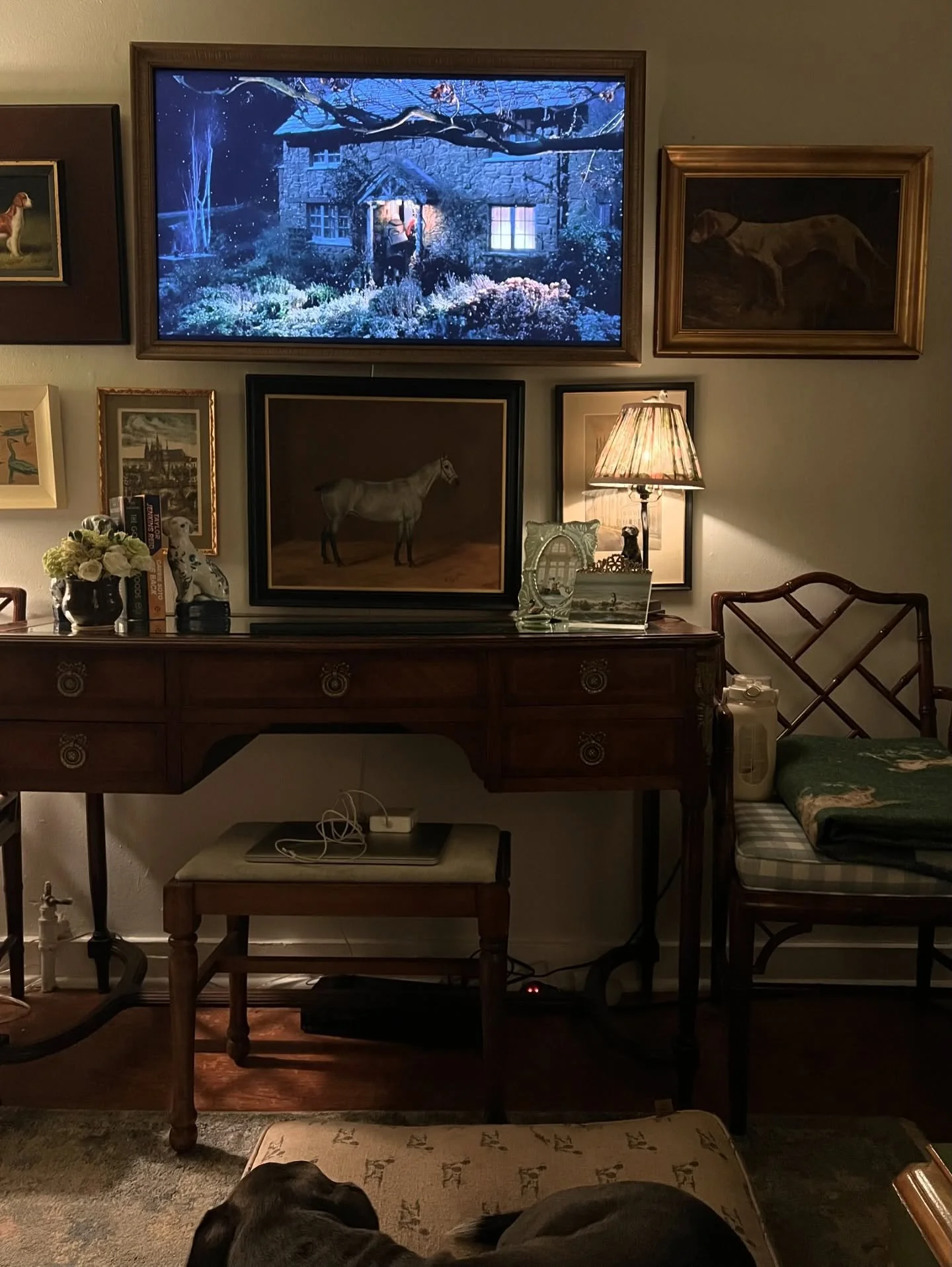 Real life. A classic favorite film &amp; a snoring pup, with a good friend. &lt;3