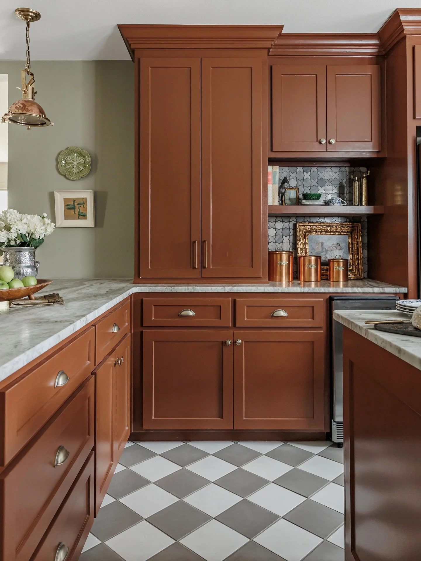 Kitchen design is homemade with love, tile and a lot of paint samples <3