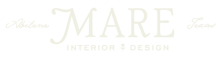 Logo for Mare Interior & Design with cursive names Wiletne and Texas.