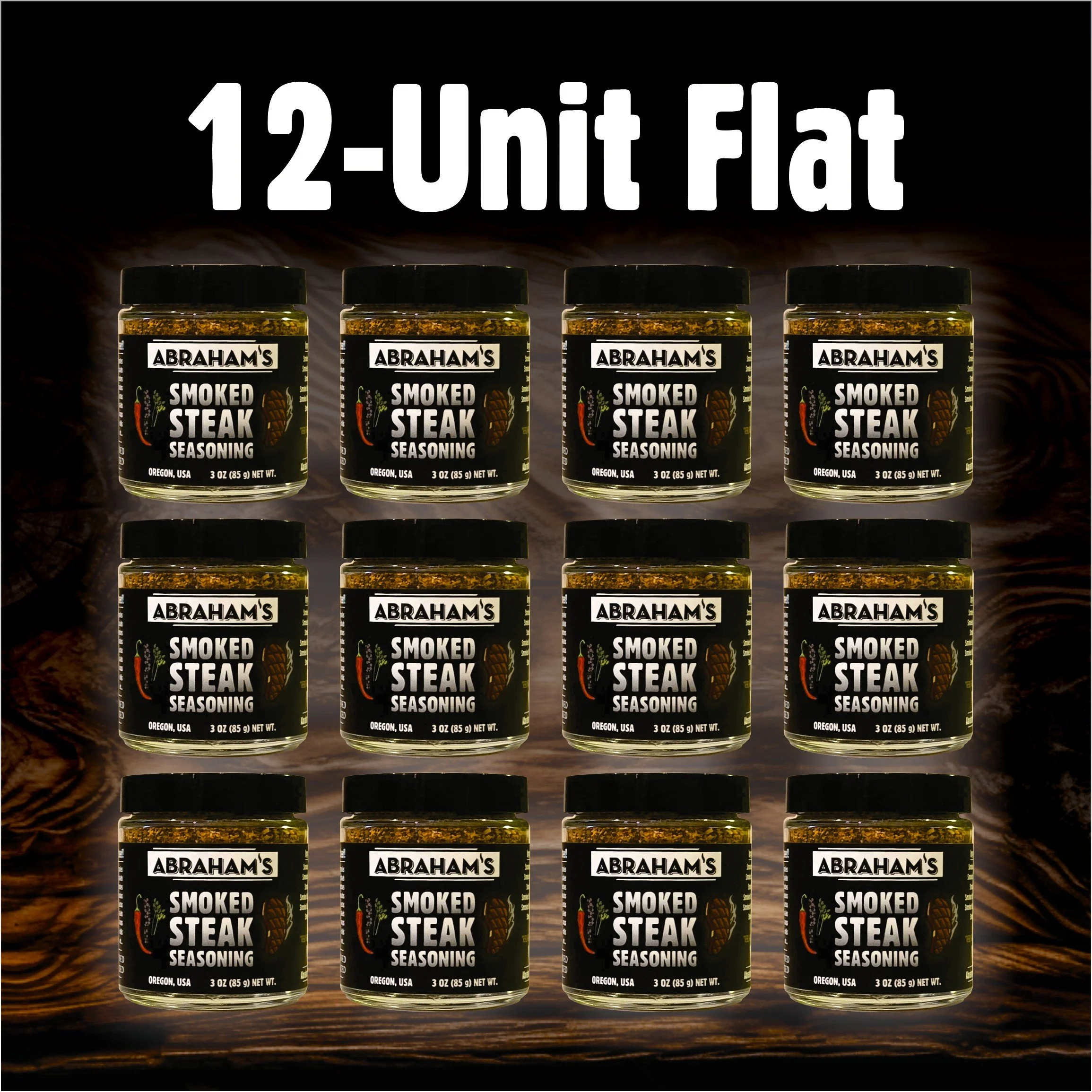 12-Unit Flat Abraham's Smoked Steak Seasoning