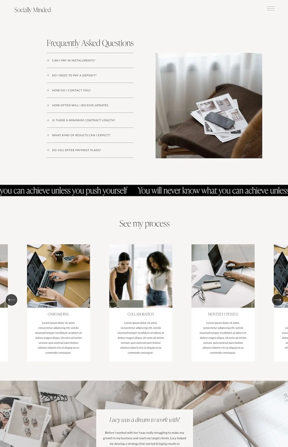 A webpage with a floral design for Emma Kane, featuring sections on information resources, FAQs, FAQs process, frequently asked questions, a three-step process for floral arranging, free resources, recommended tools, reading list, and contact options, including images of flowers and a person arranging flowers.