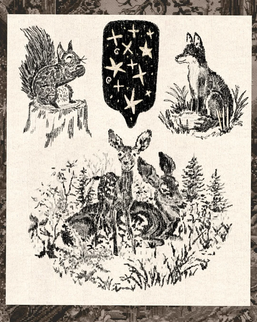 wildlife! based on some old embroideries.