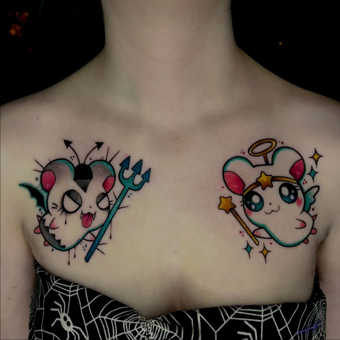 HAM HAM HEARTBREAK!!! Long live Spat and Harmony, iykyk. One of my top 5 games of all time. Thank you so much B for making my dream come true 😭 We also did a love meter on their back but i&rsquo;ll put that in a separate post ^~^
&mdash;
🖤 ink.bunn