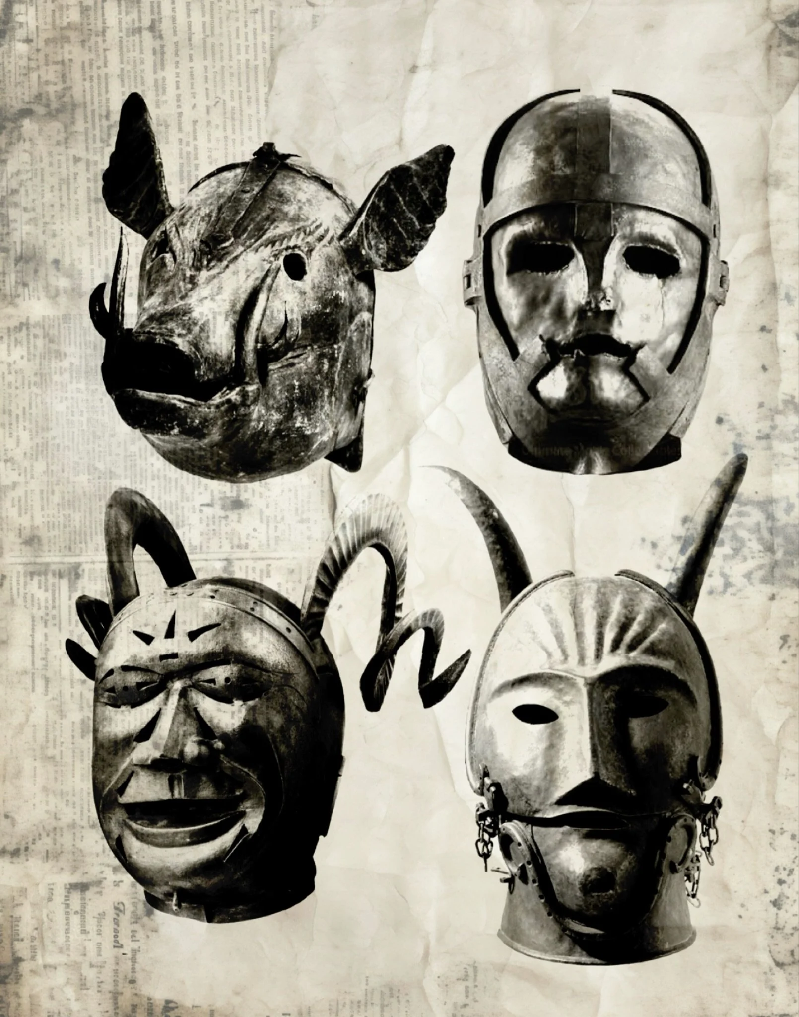 Here&rsquo;s some masks for Halloween. 
.
.
.
.
.
.
#vancouverbc #vancouver #tattooflash #halloweenflash #torture #torturemask #daggerpath #vancouvertattooartist