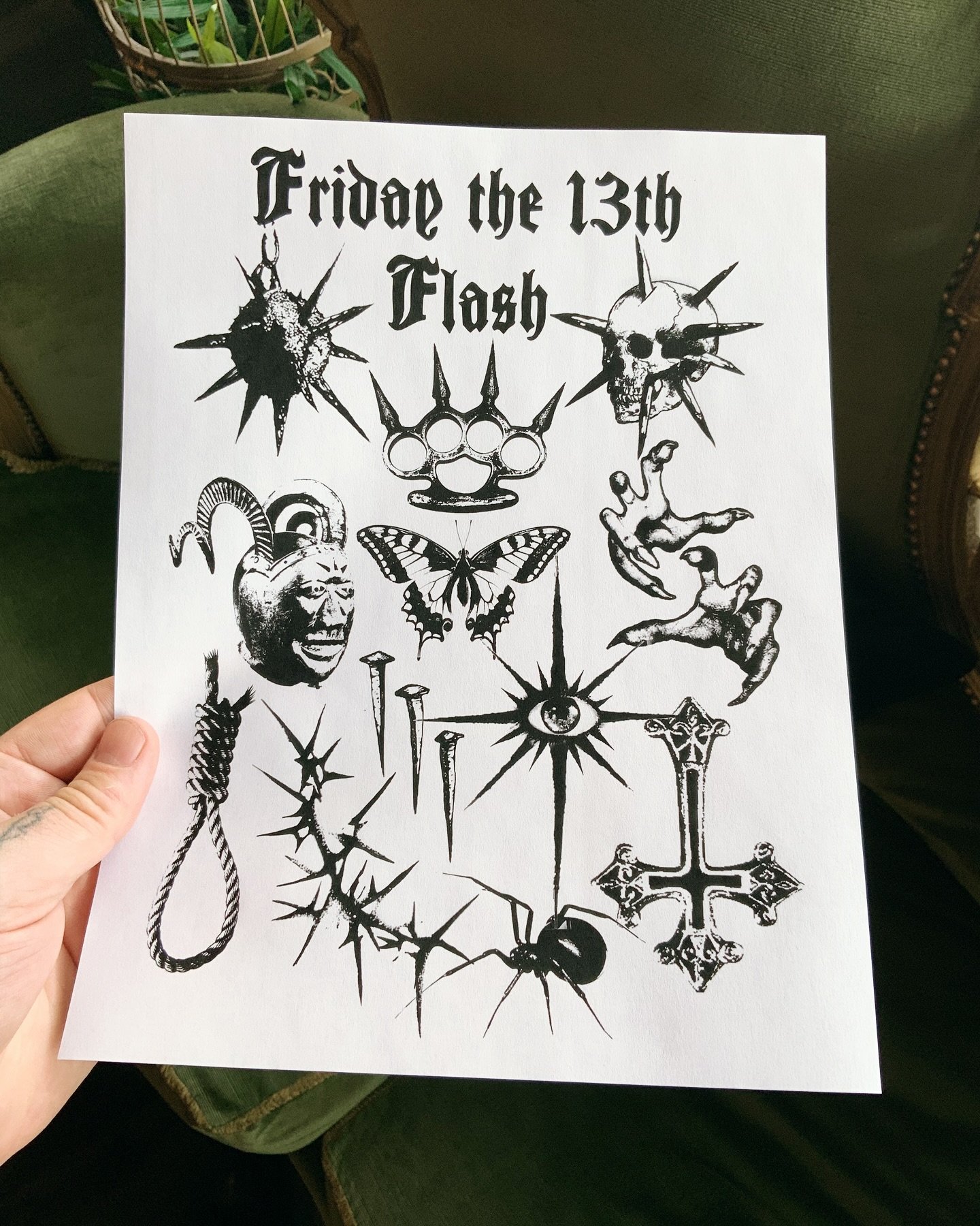 Some Friday the 13th flash for y&rsquo;all. All about palm sized. From 60$-113$. Hit up the DMs.
.
.
.
.
.
#fridaythe13thflash #newflash #flashtattooart #tattooart #vancouvertattooartist #daggerpath #vancouverbc #vancouver