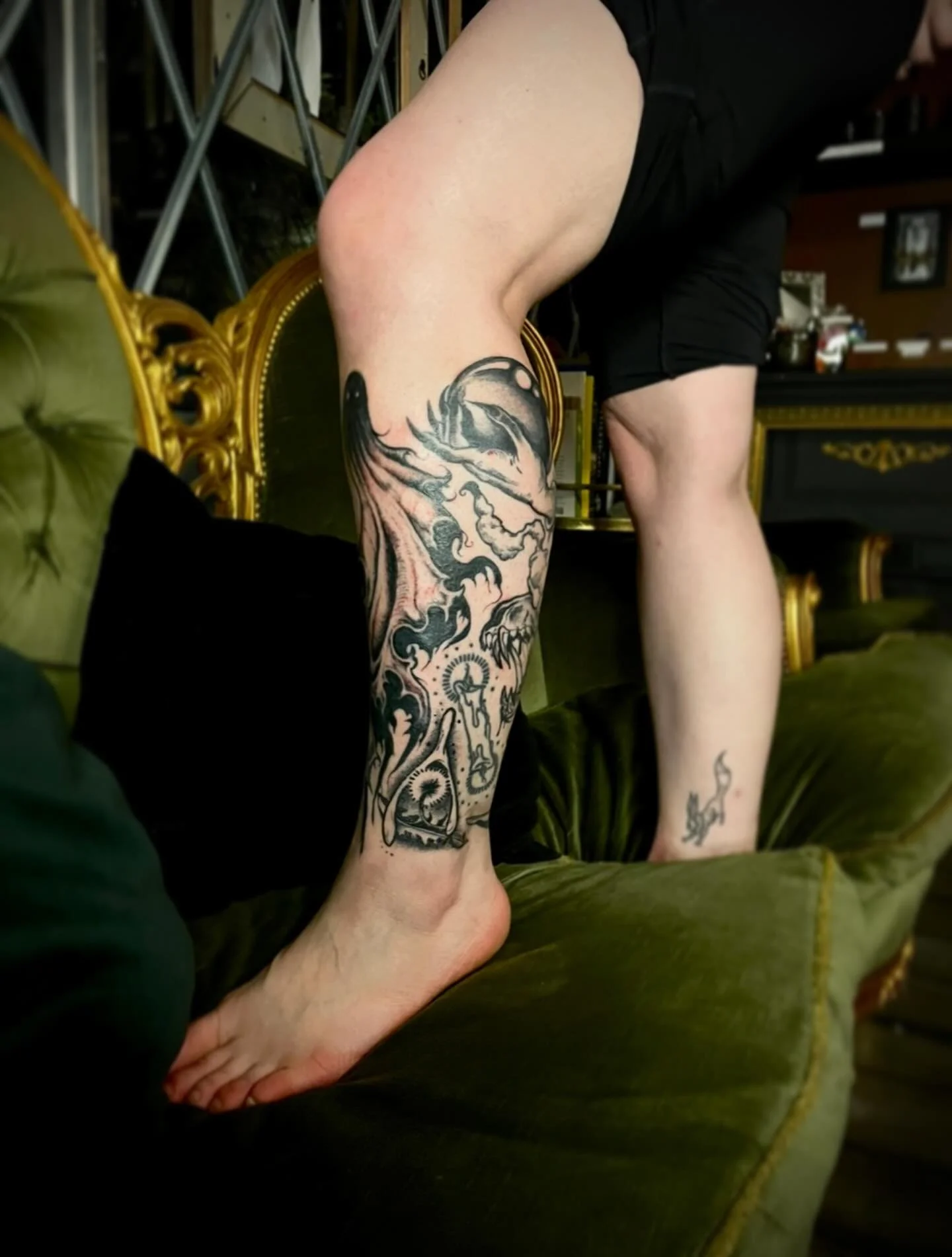 J and I have been working on this leg sleeve for many years, and to see it in its finality is something I can&rsquo;t express enough gratuity for. To have worked together on something so magical and see it to the end, is a blessing. I&rsquo;m so grat