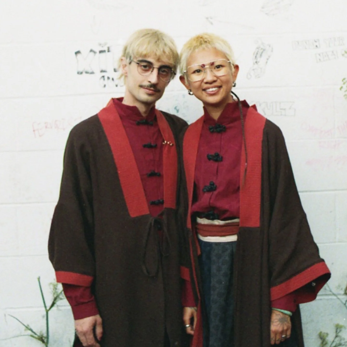 Some wedding portraits taken by @zilang.h ! 
.
Wedding attire lovingly handmade by @uglydeepfakeai !
.
Event held at @greenautomusic on unceded Squamish and Tsleil-Waututh territory
.
Ty 2 everyone who helped set up/tear down and put up w us while we