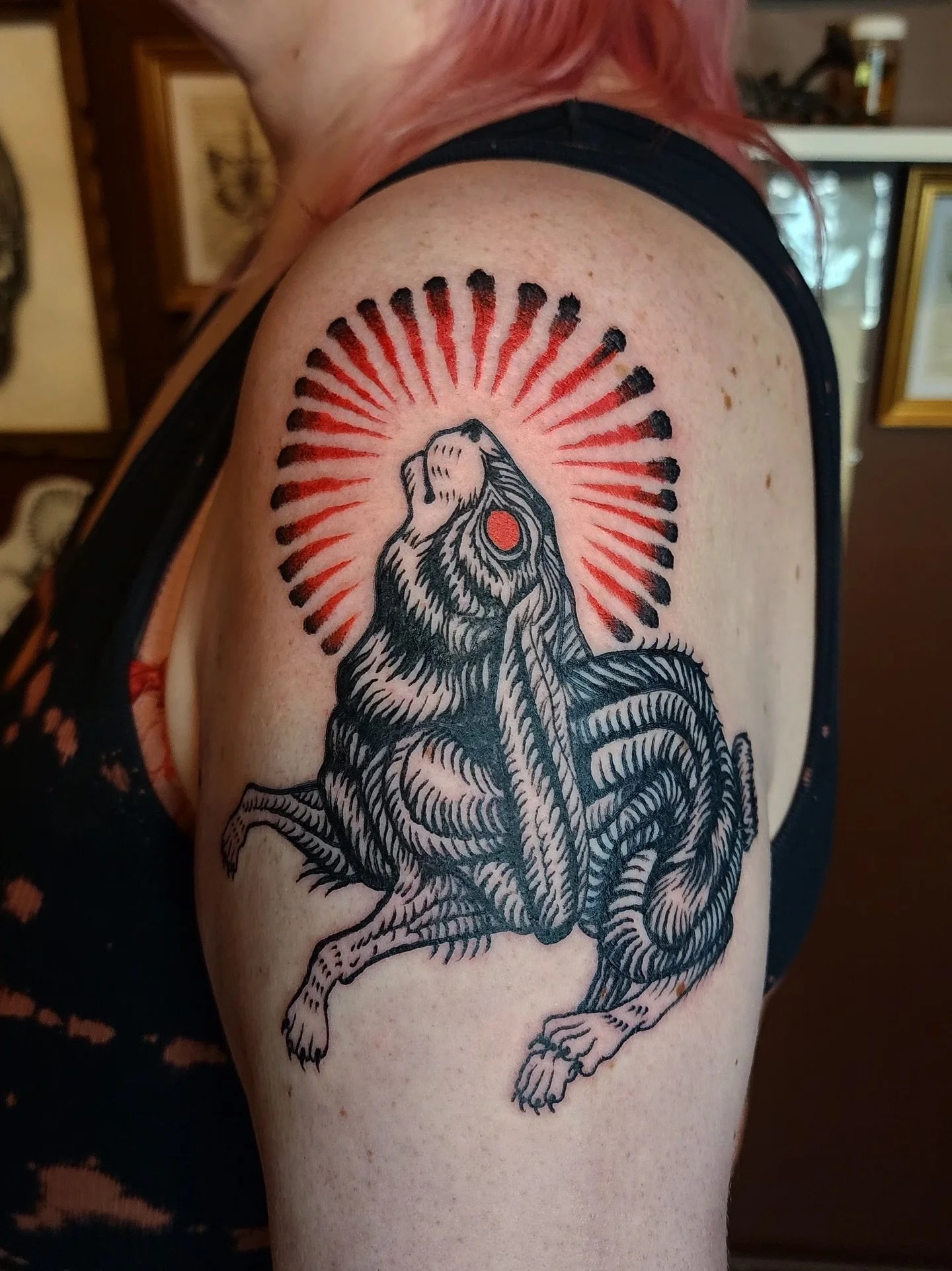 Did watership down also traumatized you as a child?  lol that movie was not for kids. Here is the black rabbit of Inle for Ria. TYSM for getting this. 
Really getting into this woodcut style. I would be down to add other colours too. HMU if you want 