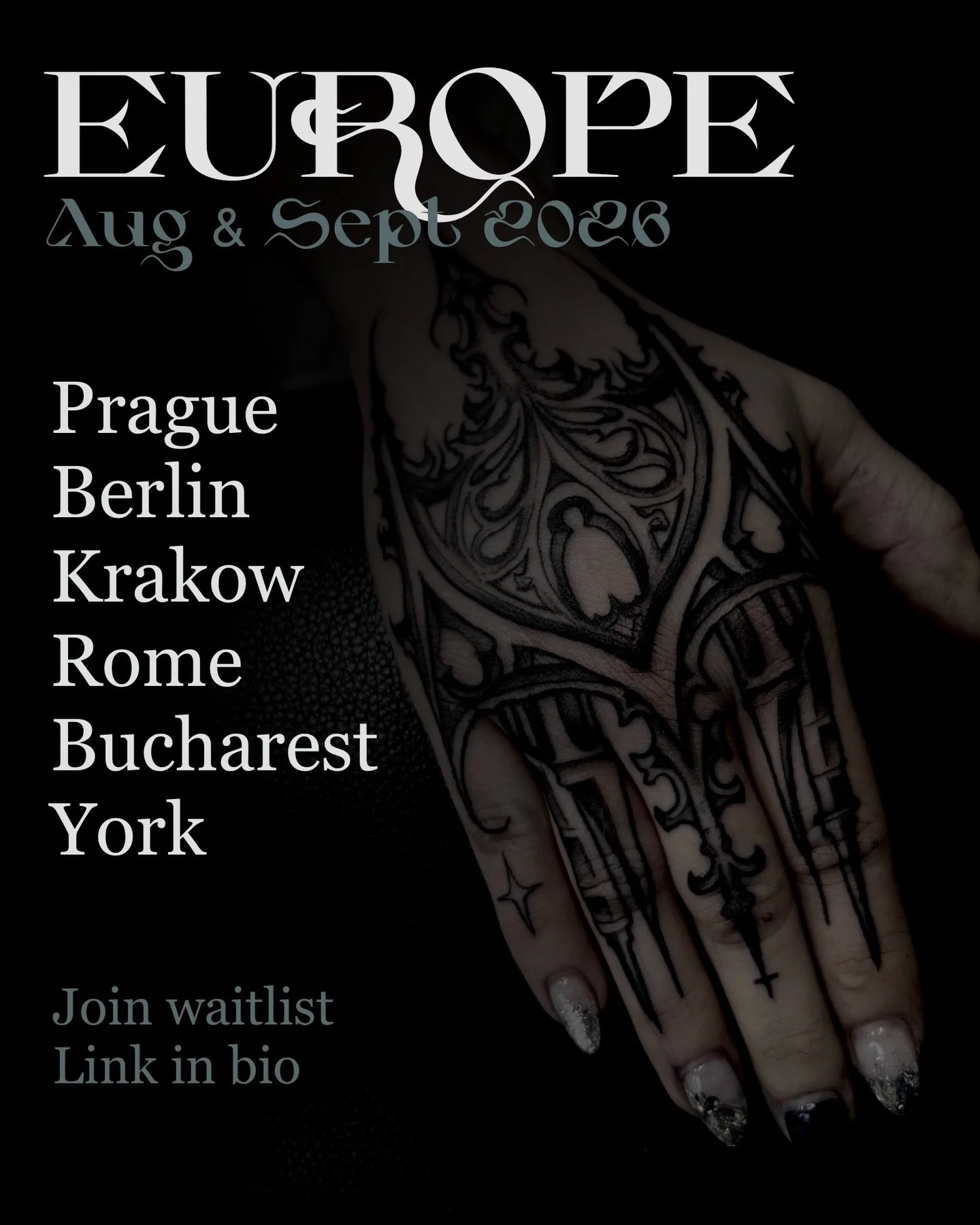i will be making my way to europe this aug+sept. 
i am so very excited i can hardly wait!

if you would like to join the waitlist you can find it in my bio. exact dates n shops tba!