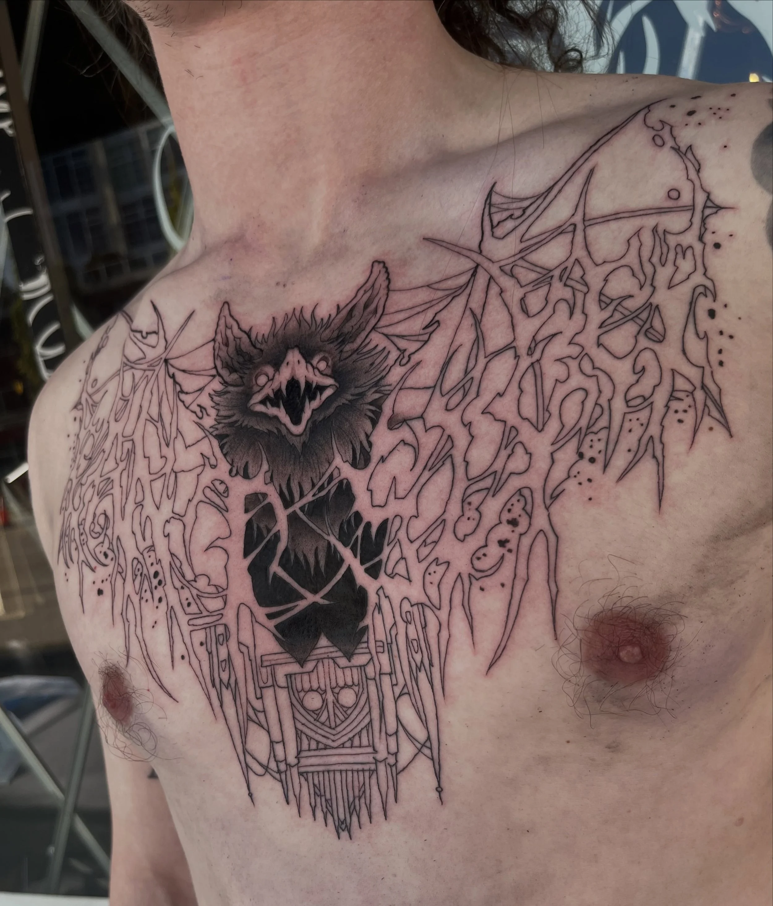 Work In progress, really love doing these style of pieces and would love to do more like this. If this floats your boat hit me up, can&rsquo;t wait to finish this one 

#tattoo #vancouvertattoo #vancouvertattooartist #tattoovancouver #gothtattoo