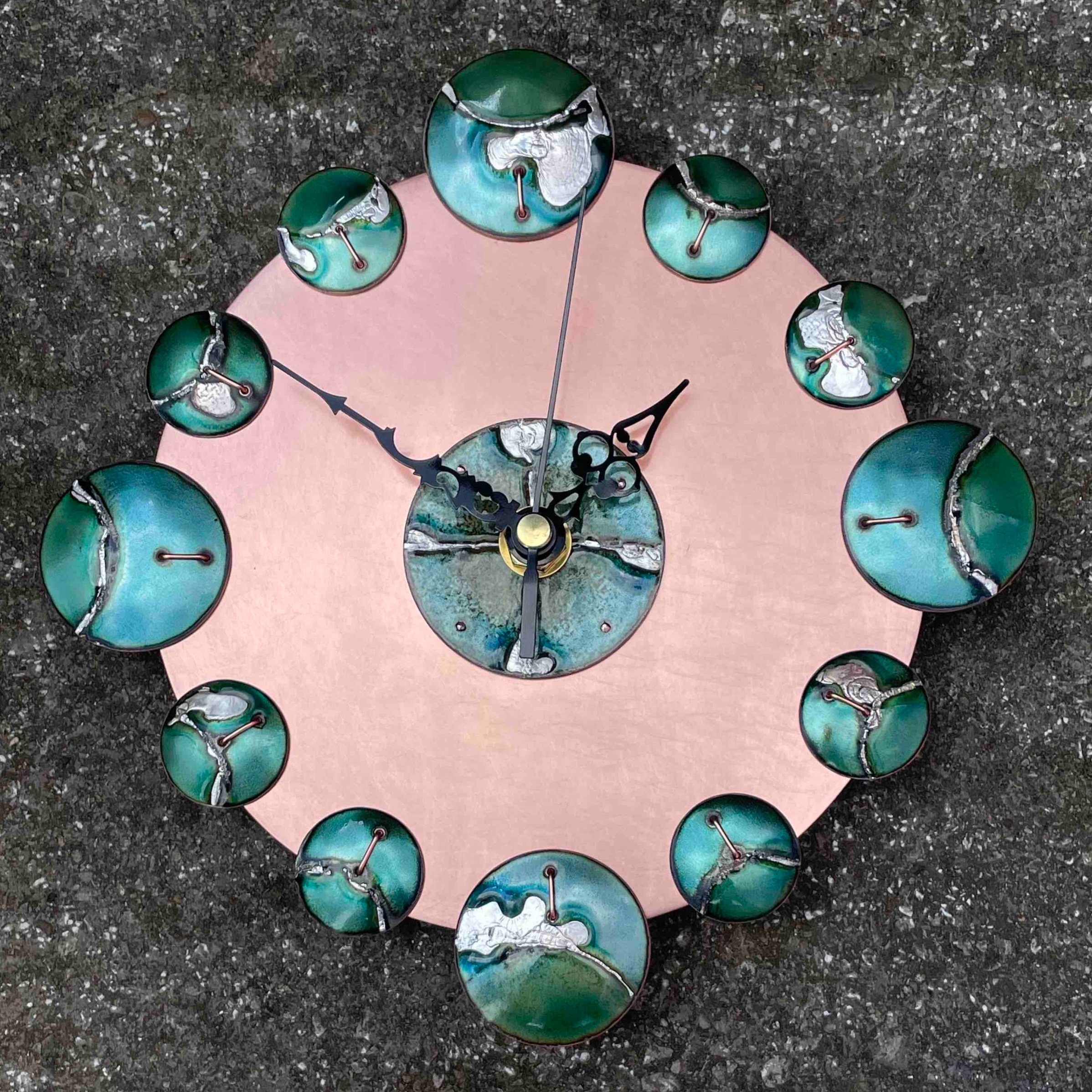 Flow Clock 2023: enamel, copper, silver