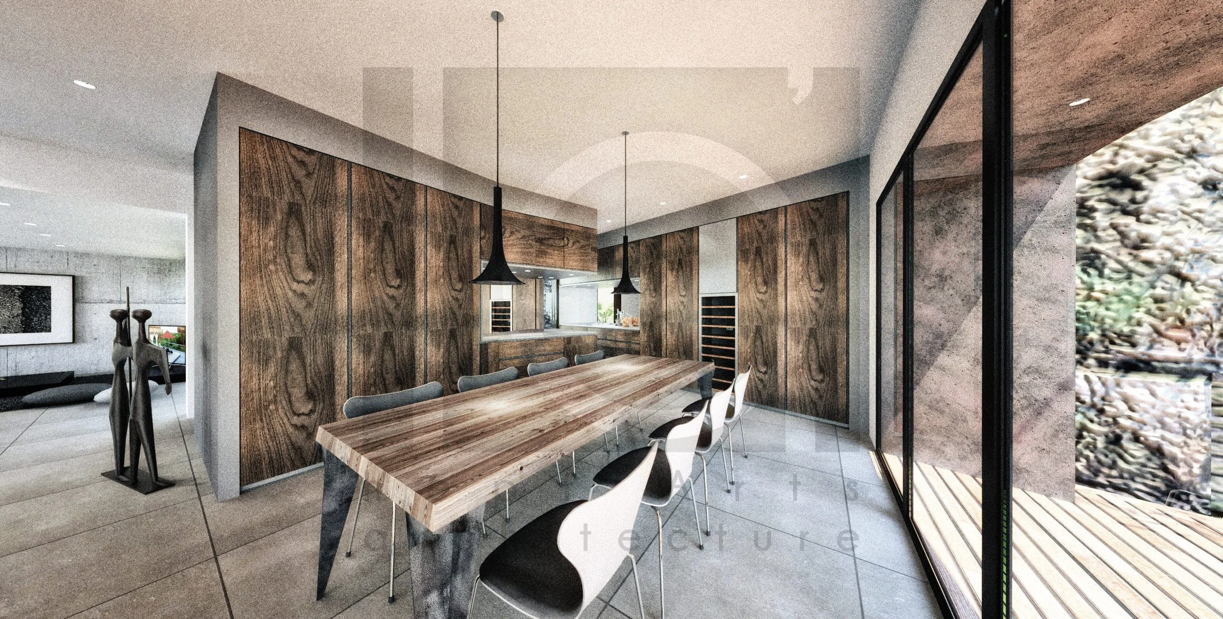 villa architecte fib construction décoration maison architecture moderne marseille vue sur zone repas cuisine jour