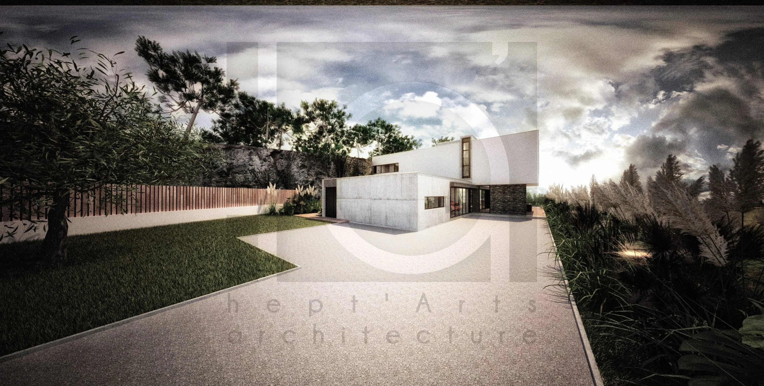 villa architecte fib construction décoration maison architecture moderne marseille vue depuis accès terrain