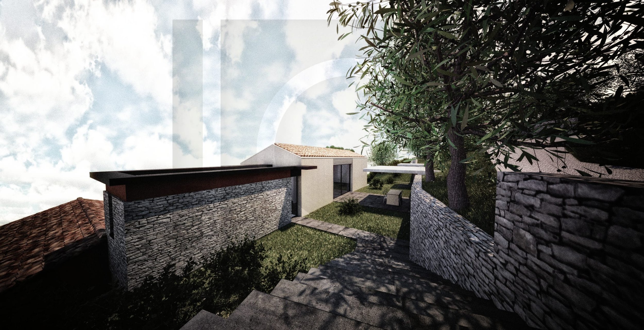 villa architecte vac construction maison architecture contemporaine chateauneuf-villevieille vue générale Nord-Ouest