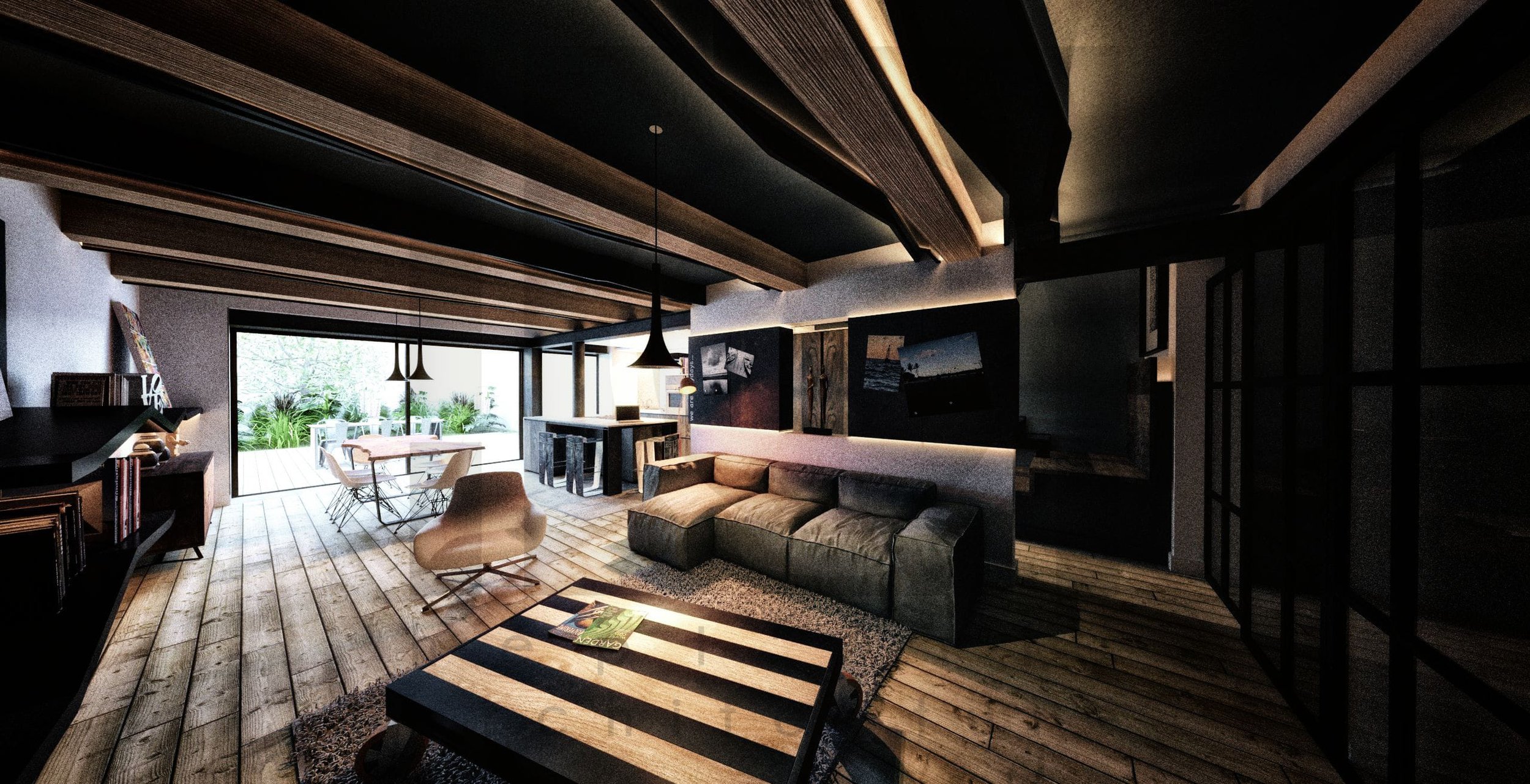 appartement sjc rénovation aménagement décoration moderne vue depuis zone salon . jour