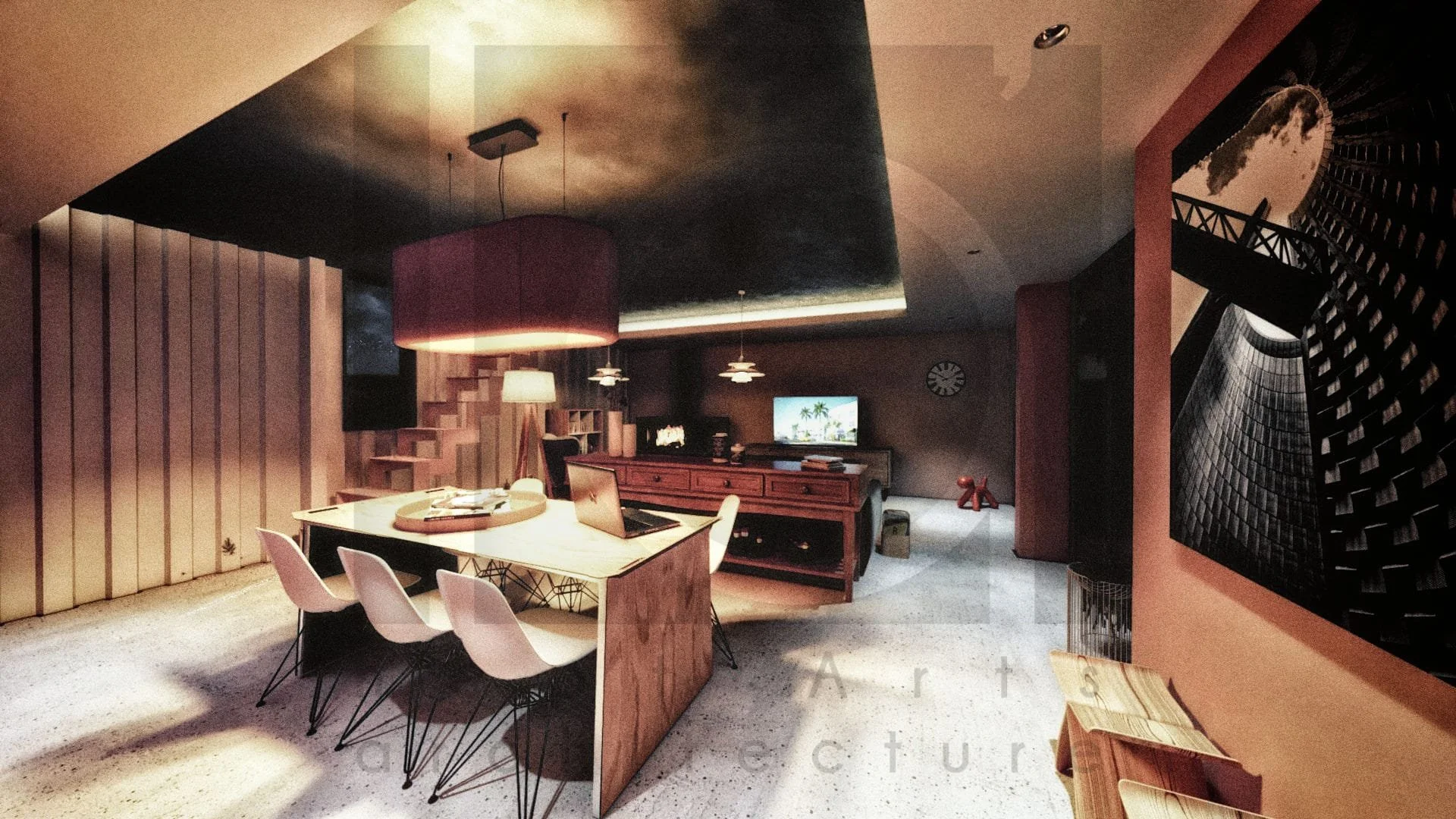 villa architecte madm container construction maison architecture moderne marseille vue générale salon /nuit