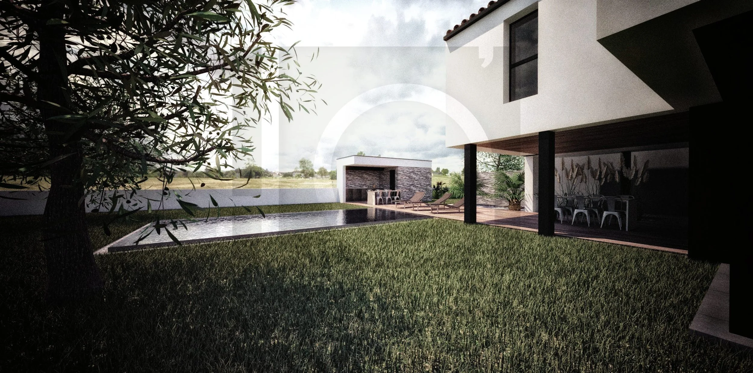 villa architecte blk construction maison architecture contemporaine mazan vue sur piscine