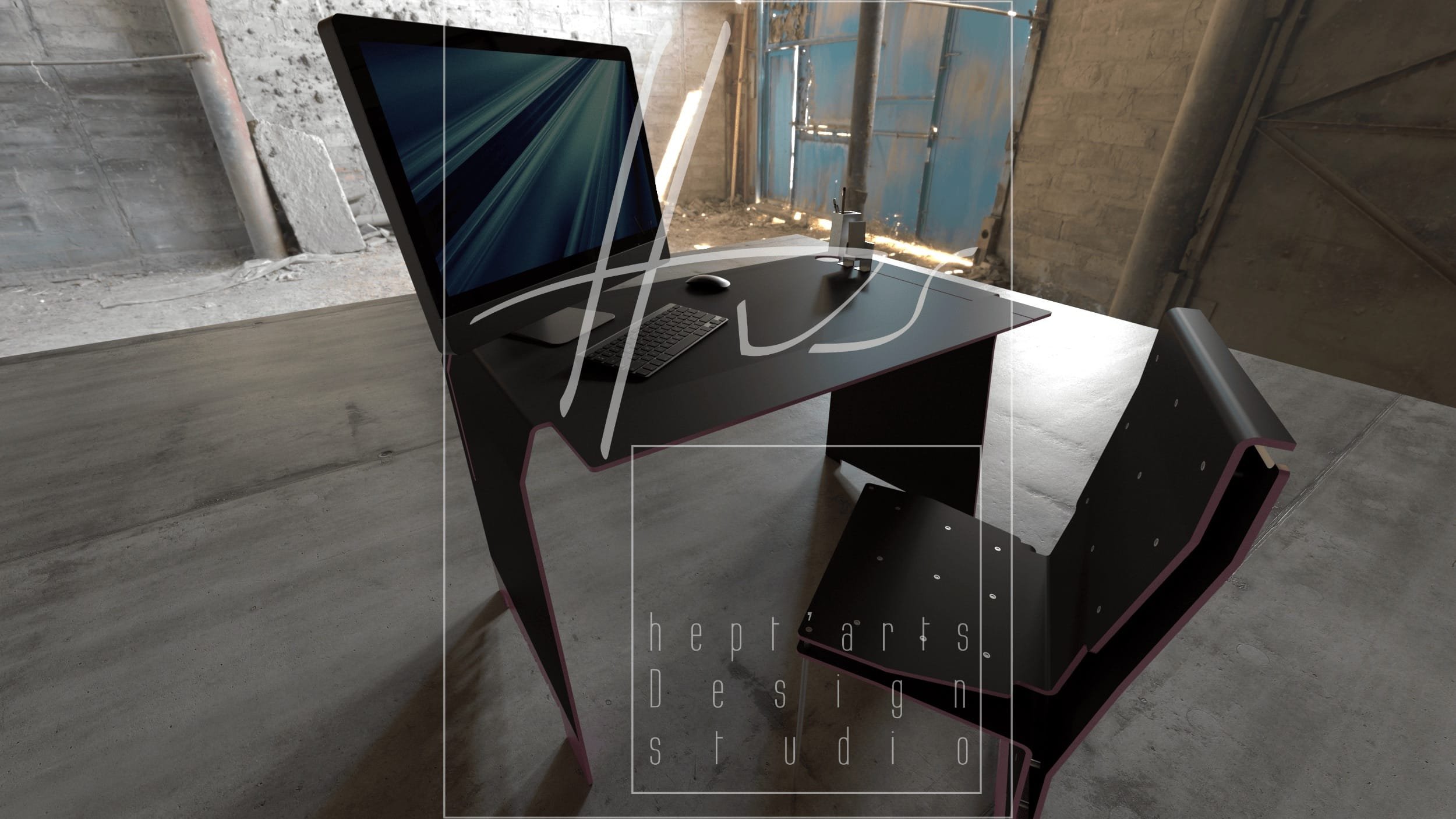 workstand lyly bureau individuel design mobilier moderne fabrication sur mesure acier thermolaqué vue 1