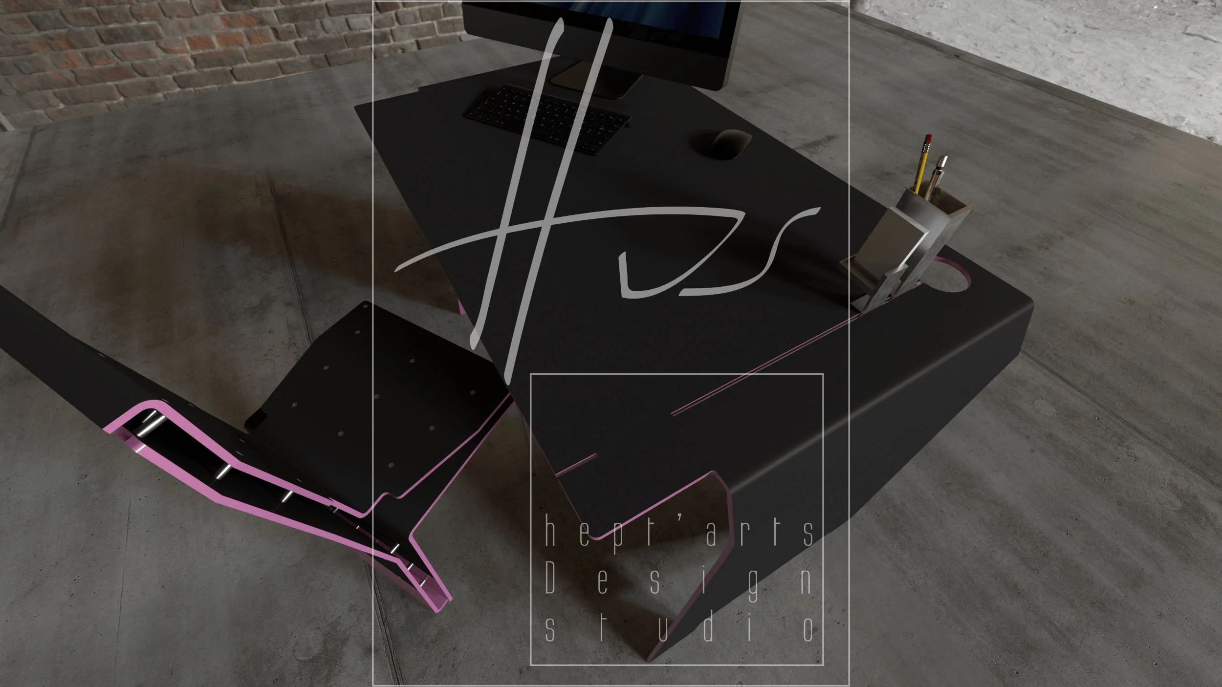 workstand lyly bureau individuel design mobilier moderne fabrication sur mesure acier thermolaqué vue 4