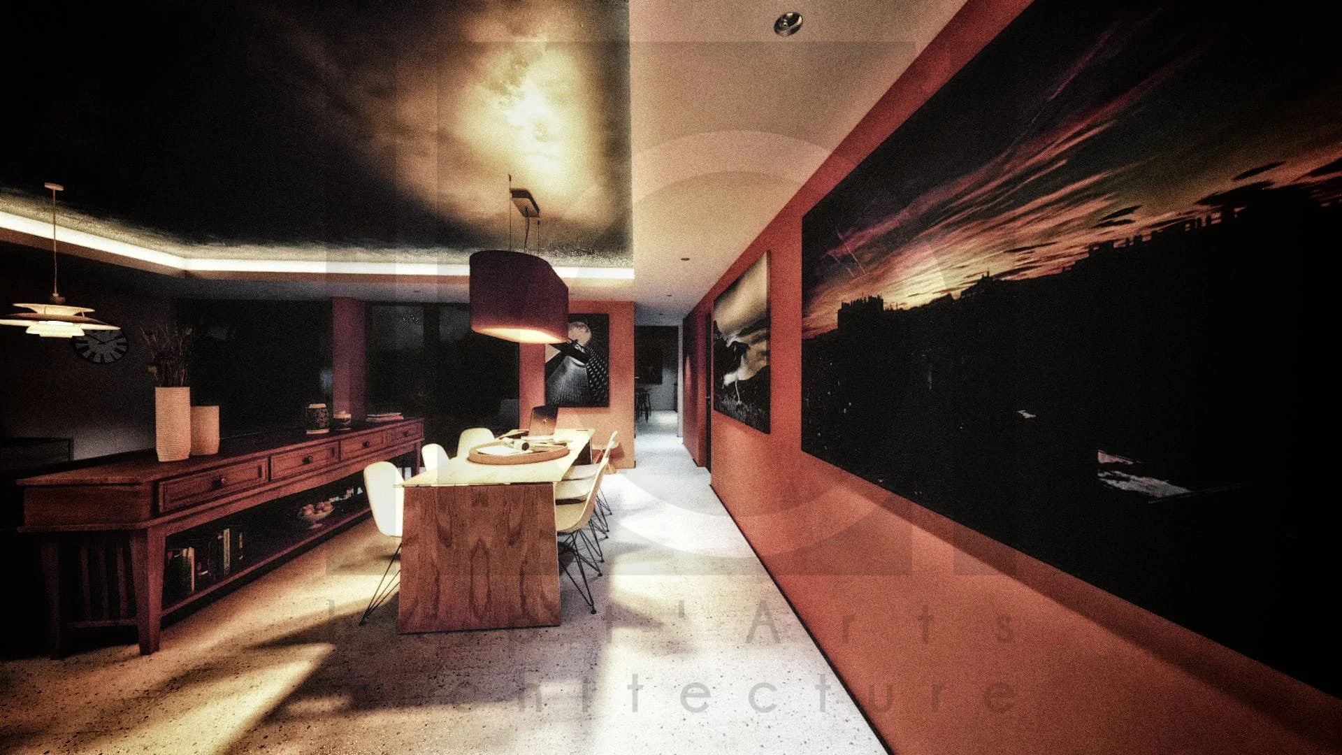 villa architecte madm container construction maison architecture moderne marseille vue salle à manger /nuit