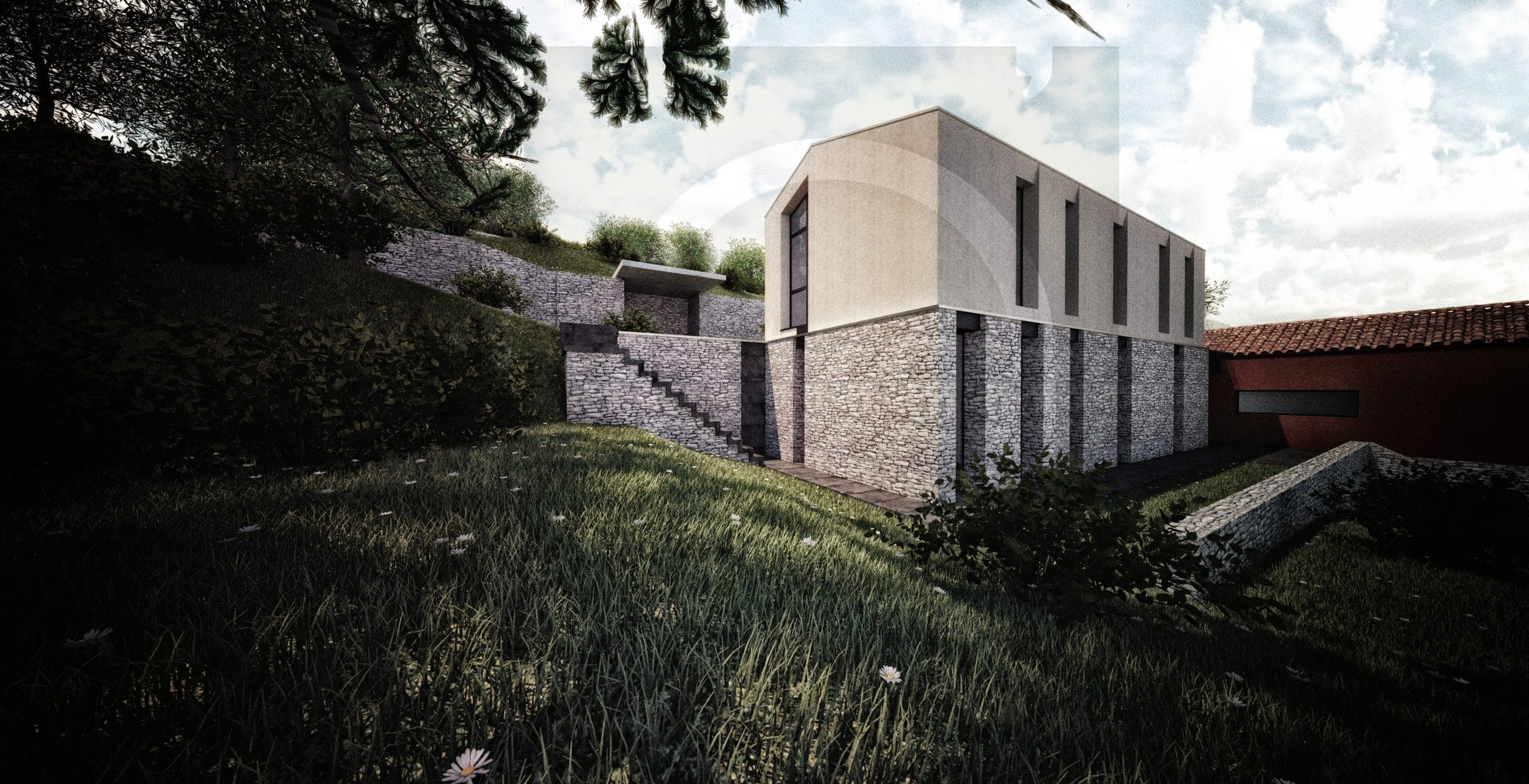 villa architecte vac construction maison architecture contemporaine chateauneuf-villevieille vue angle sud est