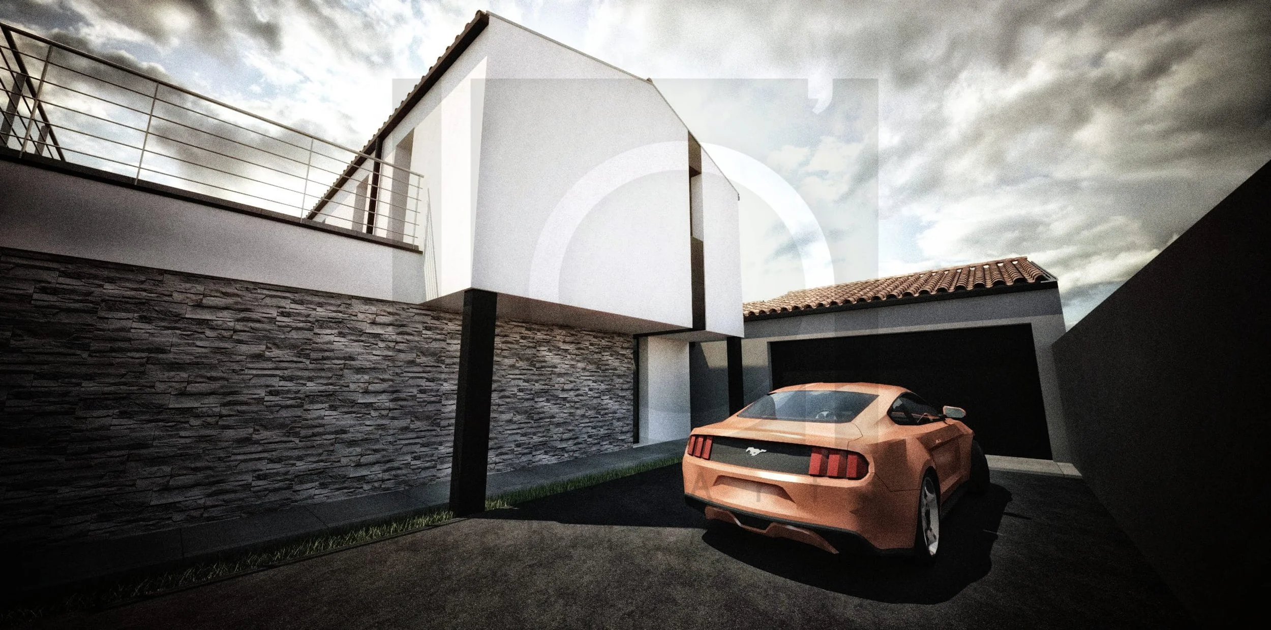 villa architecte blk construction maison architecture contemporaine mazan vue depuis accès terrain