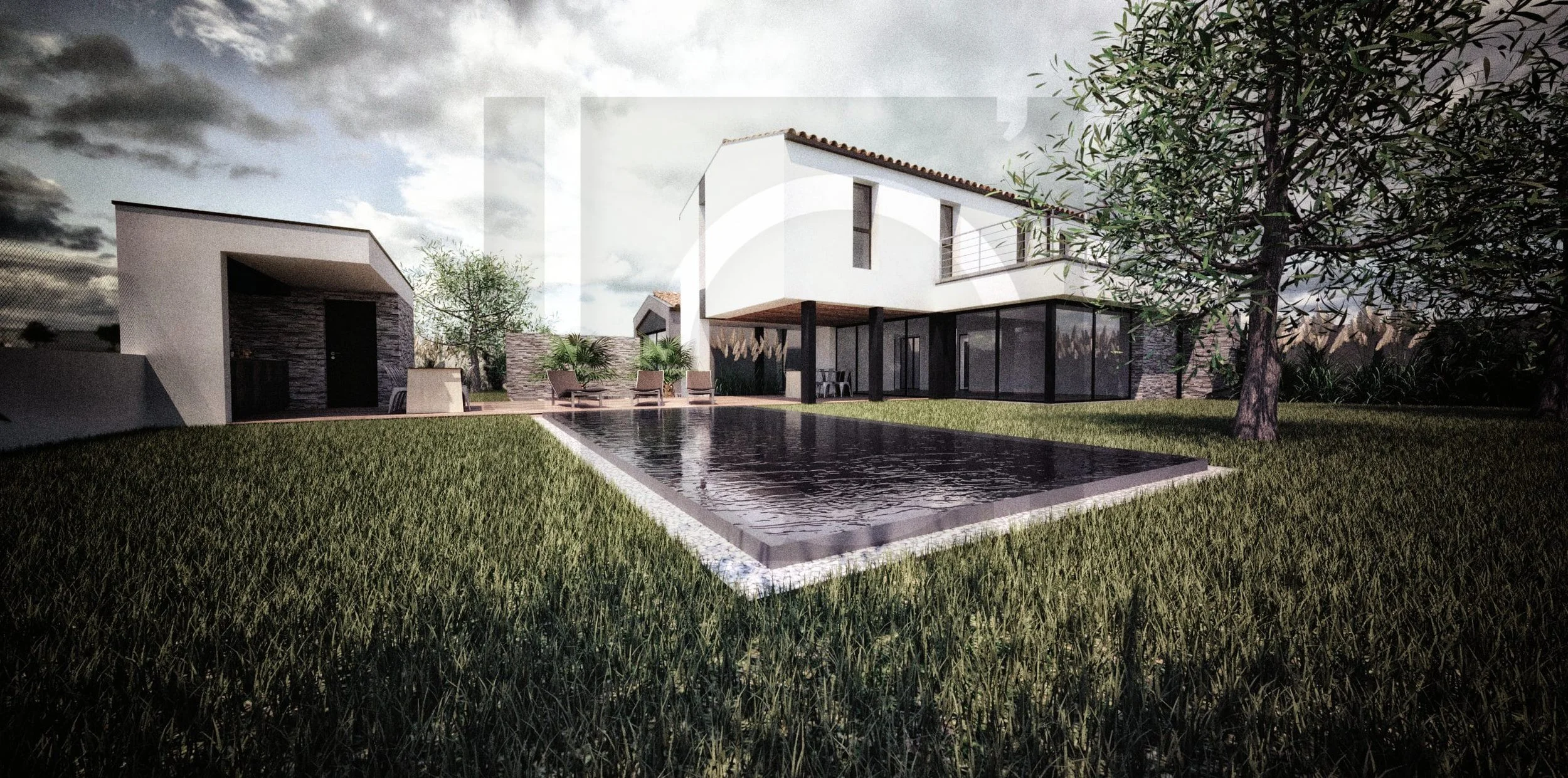 villa architecte blk construction maison architecture contemporaine mazan vue générale Sud-Ouest