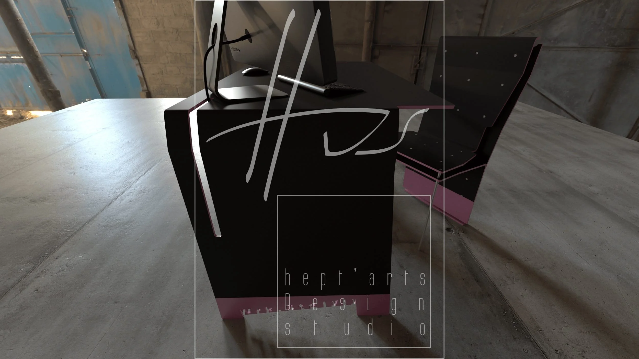 workstand lyly bureau individuel design mobilier moderne fabrication sur mesure acier thermolaqué vue 3