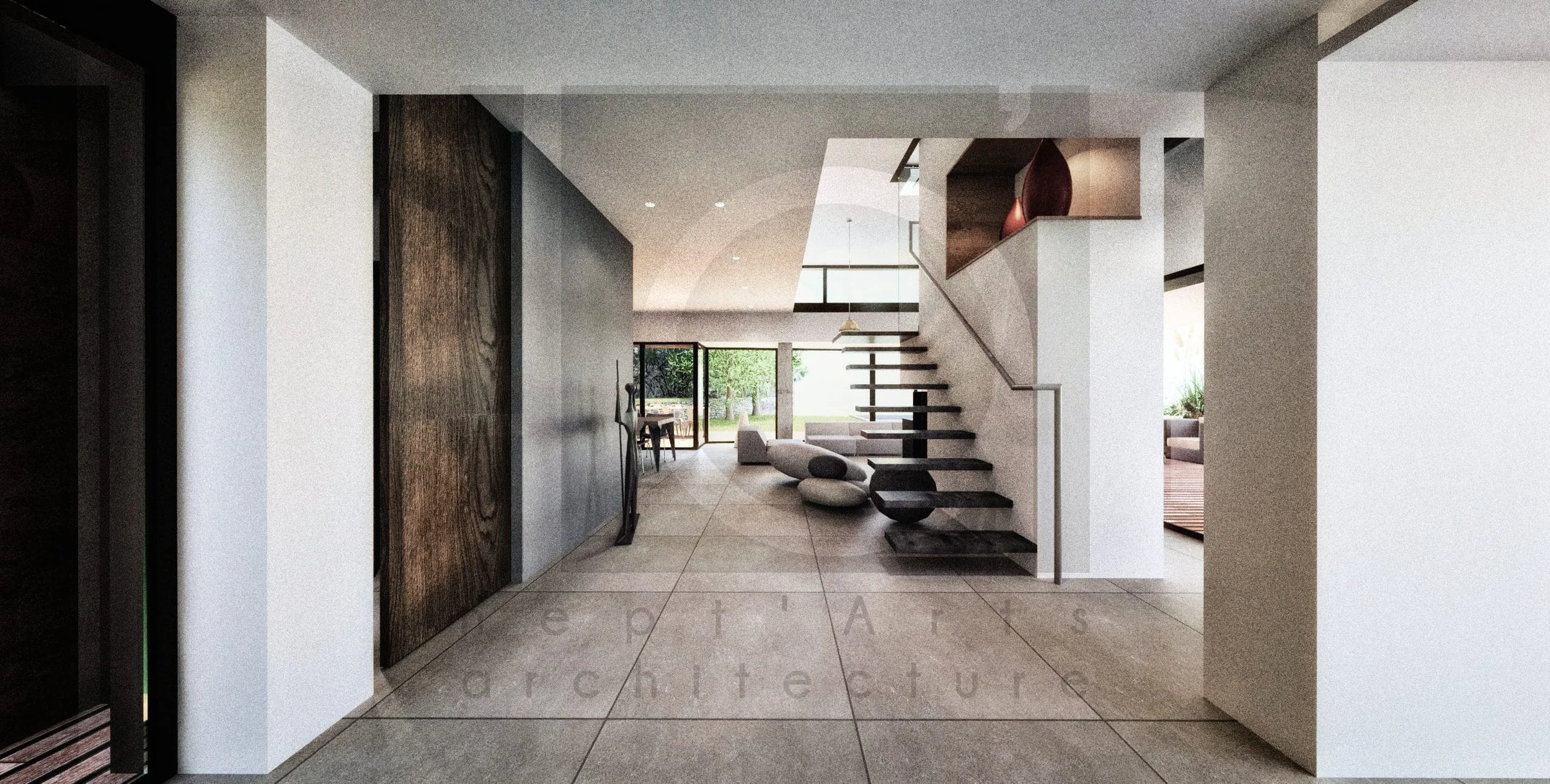 villa architecte fib construction décoration maison architecture moderne marseille vue sur hall entrée jour