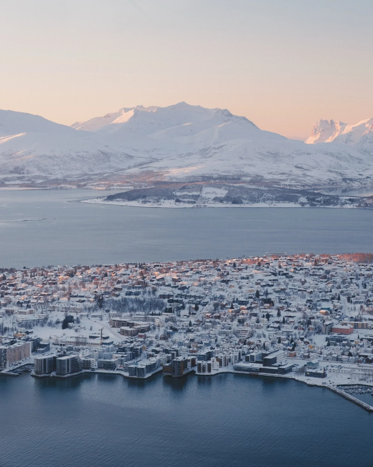 From the travel journal: the most unreal views of Troms&oslash; from Storsteinen, after taking the Fjellheisen cable car. Pastel skies going from sunrise to sunset to night&hellip; in a winter that never really becomes day. 

Still can&rsquo;t believ
