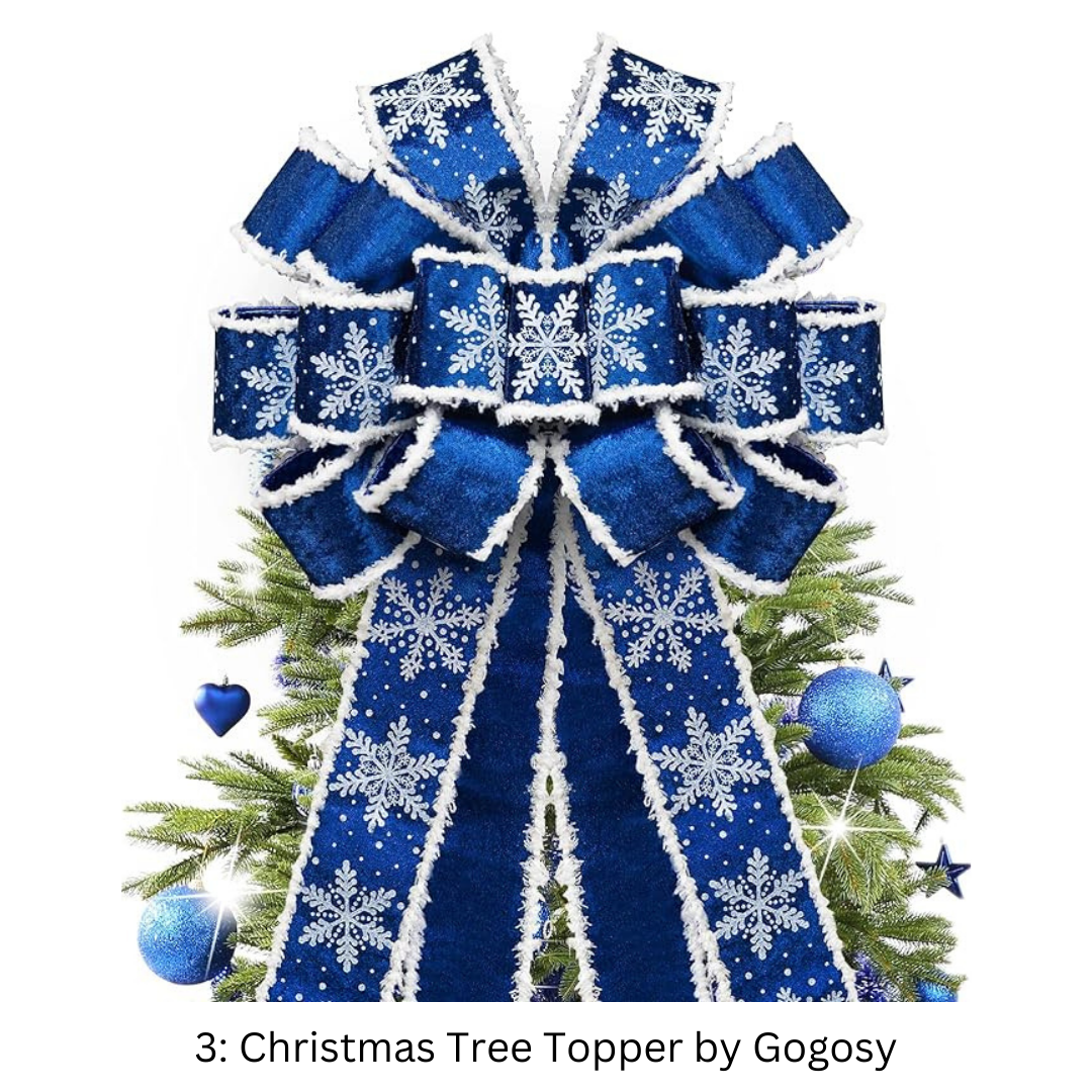 Blue Ribbon Tree Topper Blue and White Christmas Finds — Michelle Leanne HOME