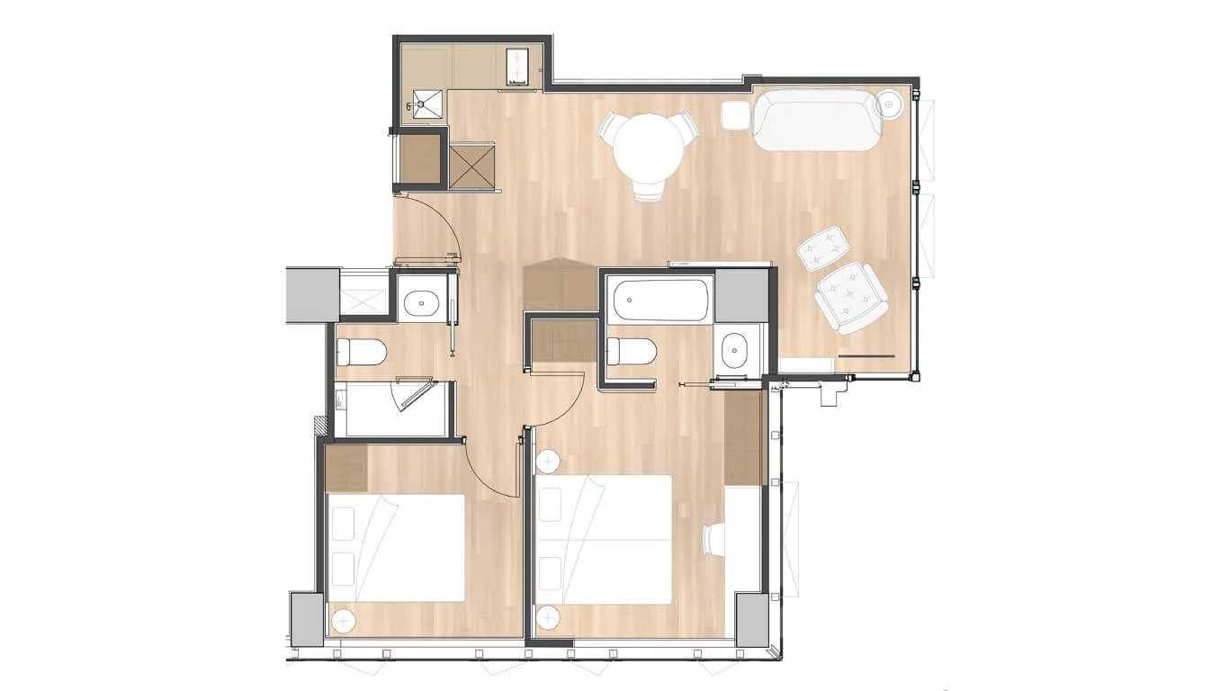 The Bauhinia 2 Bedroom Layout Plan