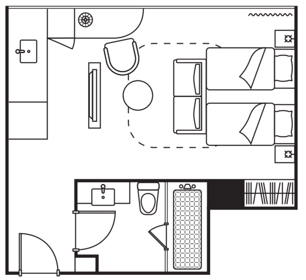 Studio Premier Twin | 366 sq ft