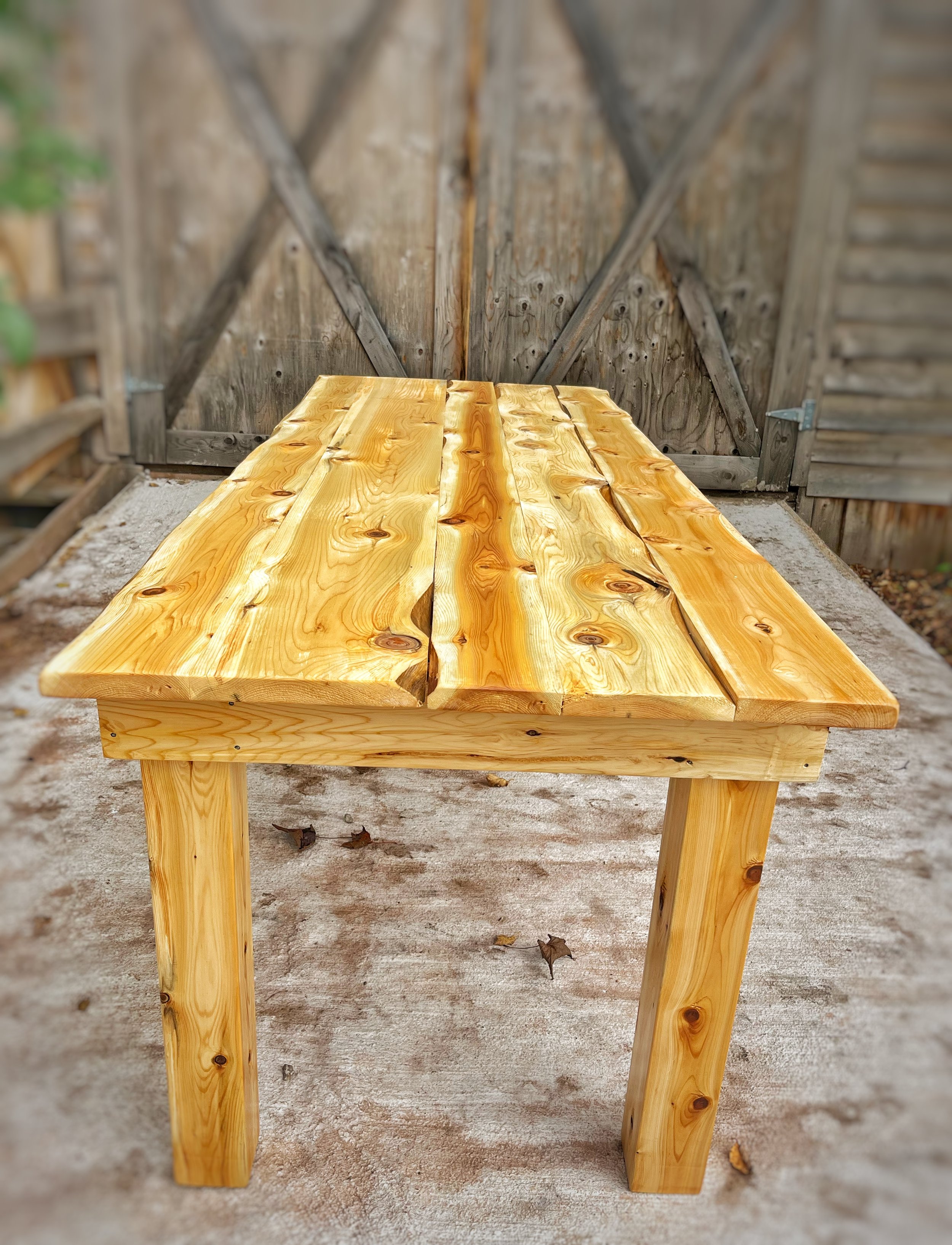 Handmade Cedar Dining Table.