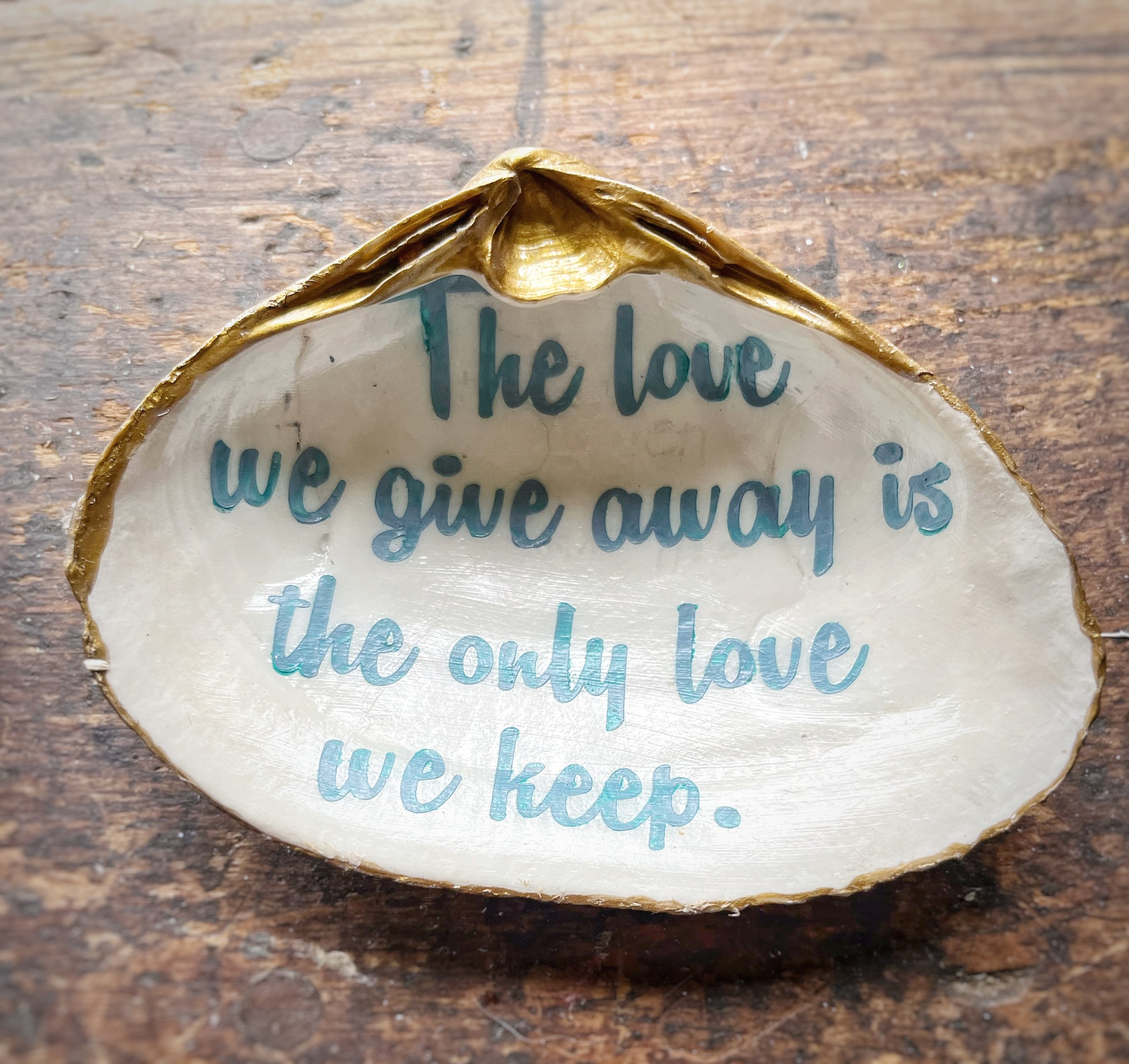 "Mumbled By Mermaids" Hand-painted wild clam shells from Mill River.