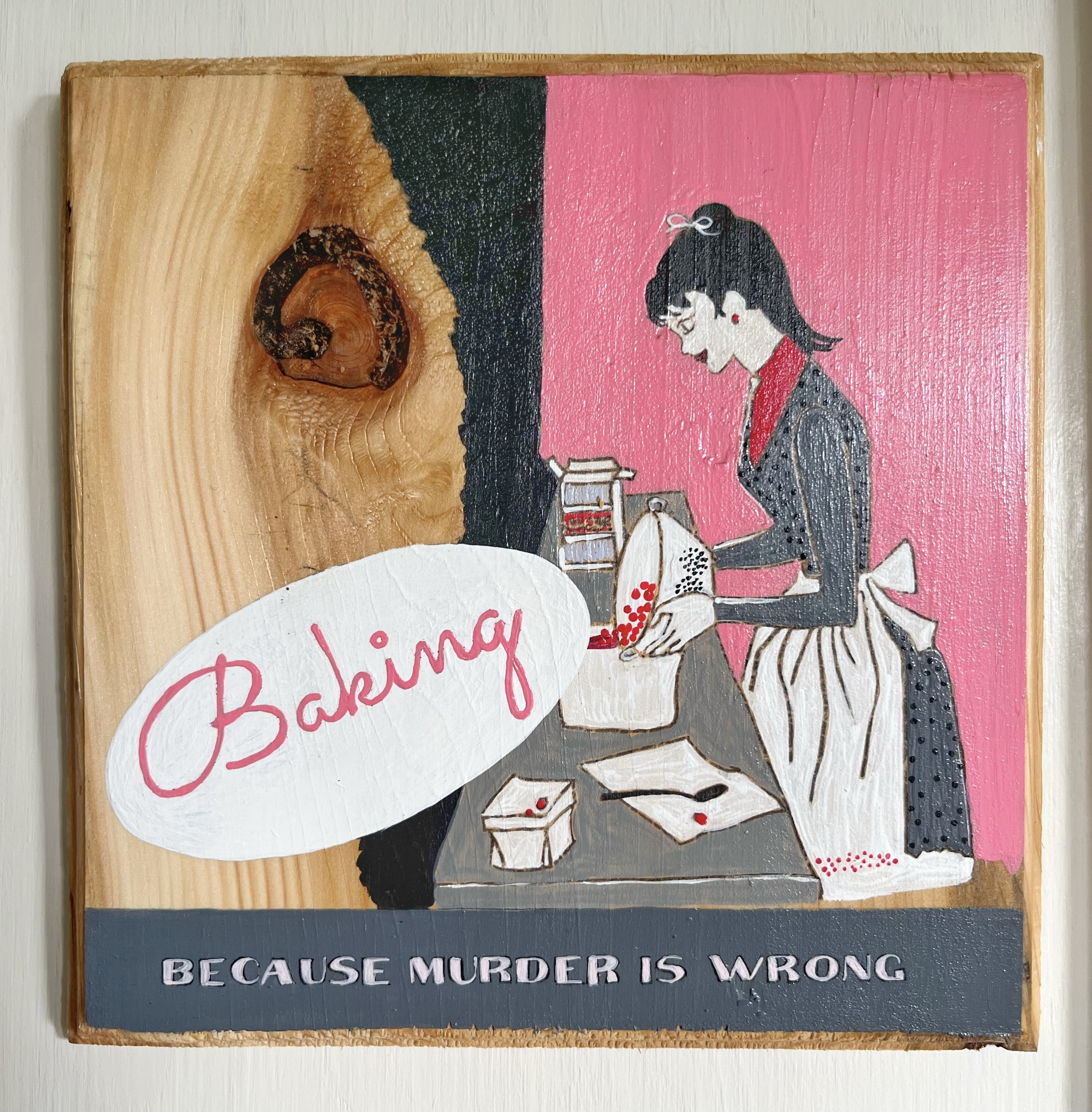 Hand painted cedar tile.