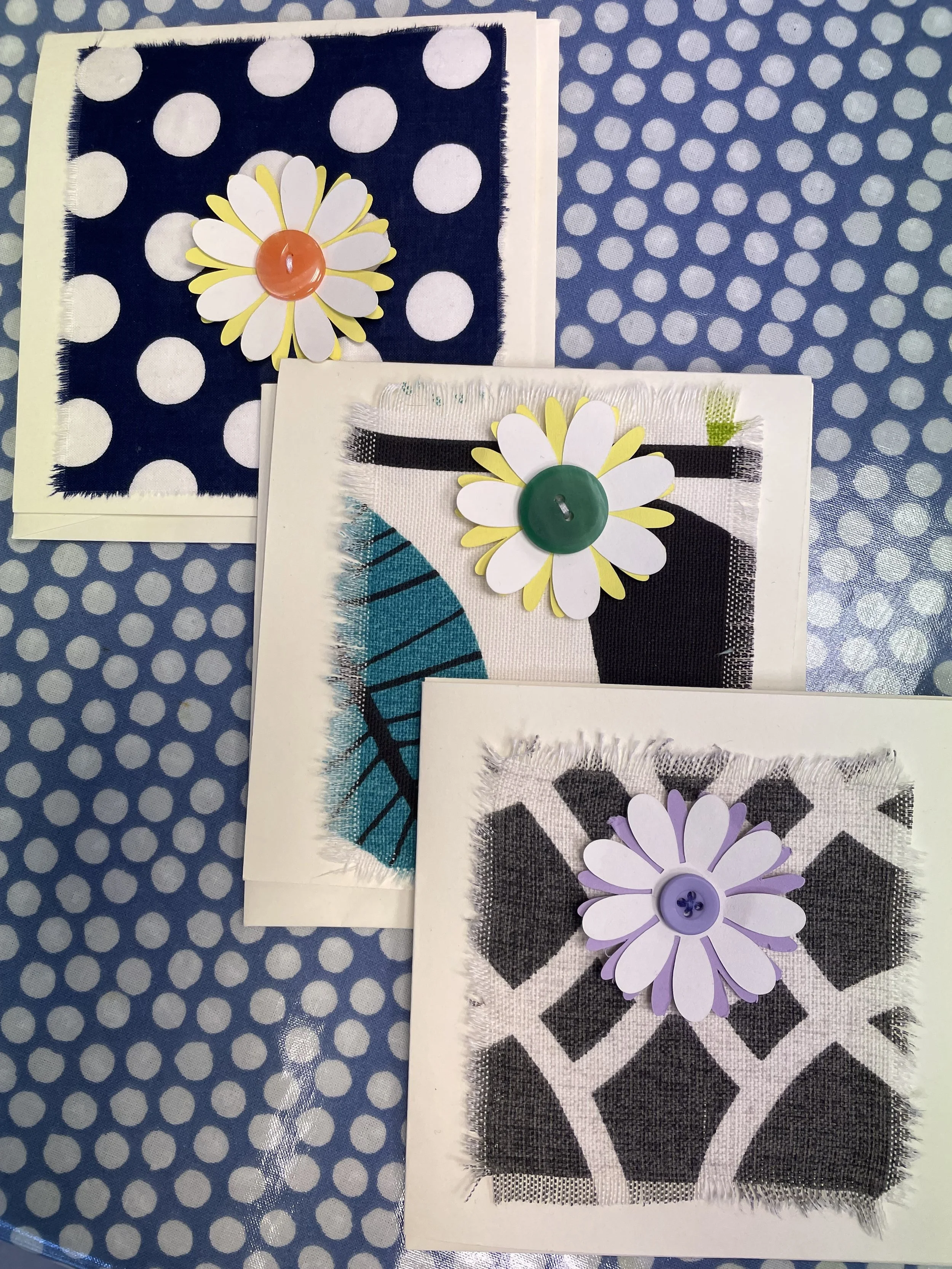 Handmade Fabric Greeting Cards - Set of 3