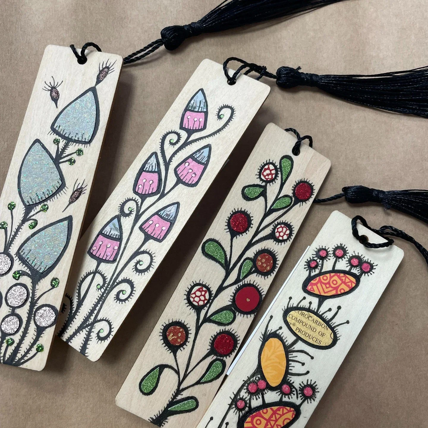 Hand-Painted Wooden Bookmarks - Floral Edition