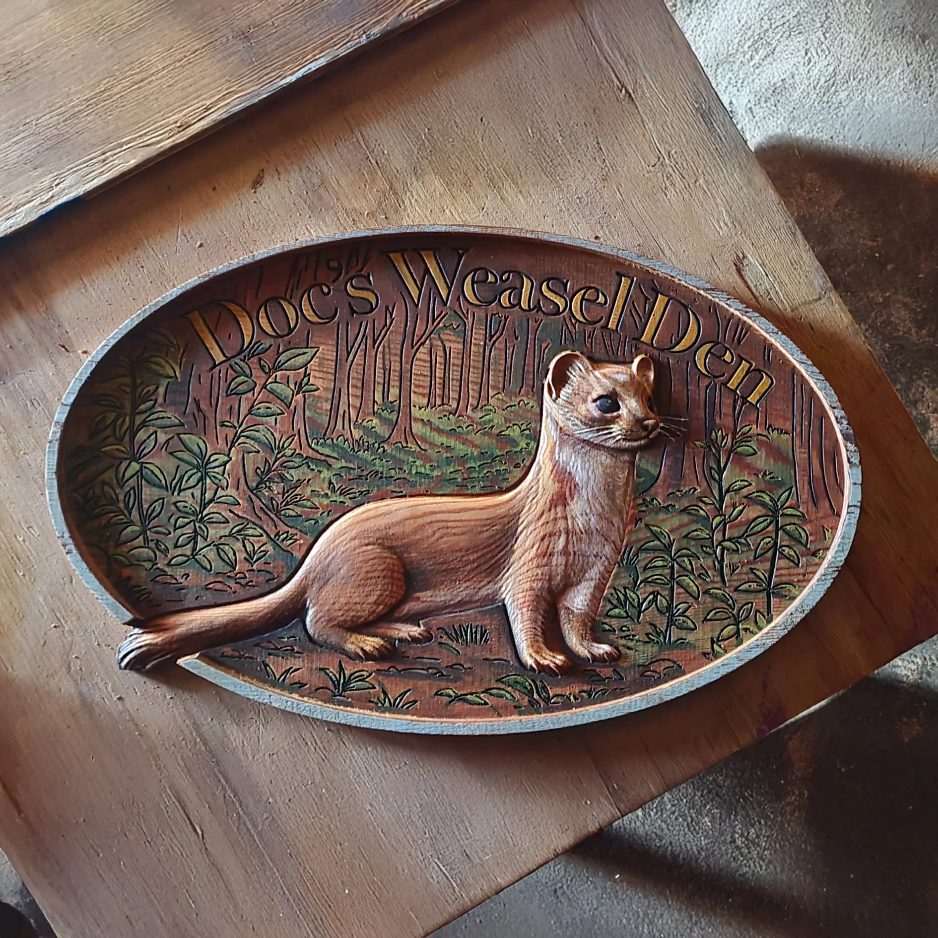 Hand Painted Carved Relief 15"24"