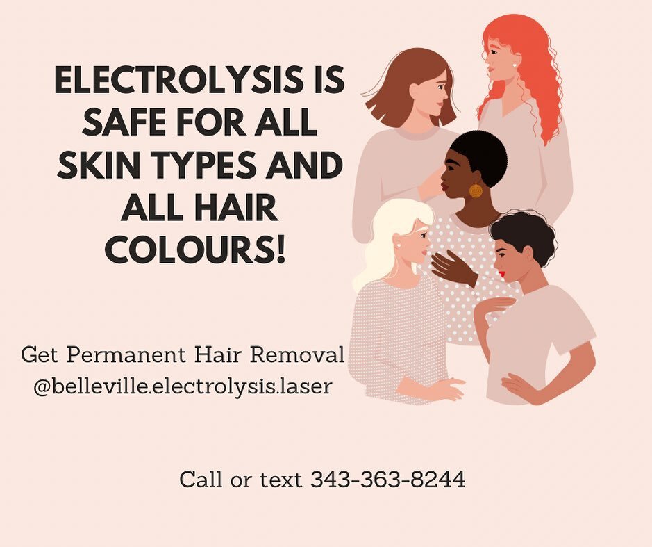 Electrolysis is approved by the FDA as permanent hair removal! We can remove blonde hair, red hair, white hair, dark hair on any colour of skin! @belleville.electrolysis.laser we have the latest Electrolysis machine, the renowned Apilus XCell Pur. Mo