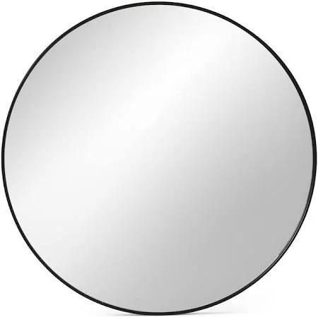 Oak look round mirror
