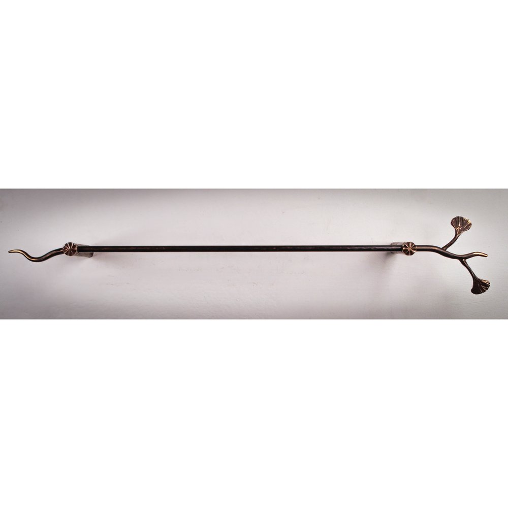 bronze forged towel bar ginkgo design blacksmith — Clay And Steel
