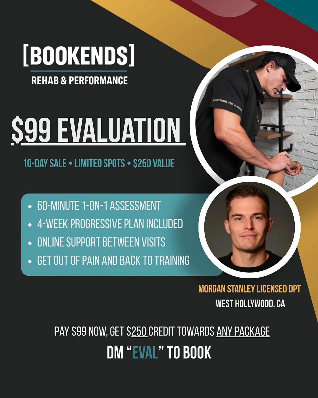 A Movement That Matters. 
$99 Evaluations until 11/7
This isn’t your traditional Physical Therapy Assessment 
In a full 60 minute 1-on-1 session you get a PT who has time to listen to YOUR story. To YOUR goals. To assess YOUR aches and pains