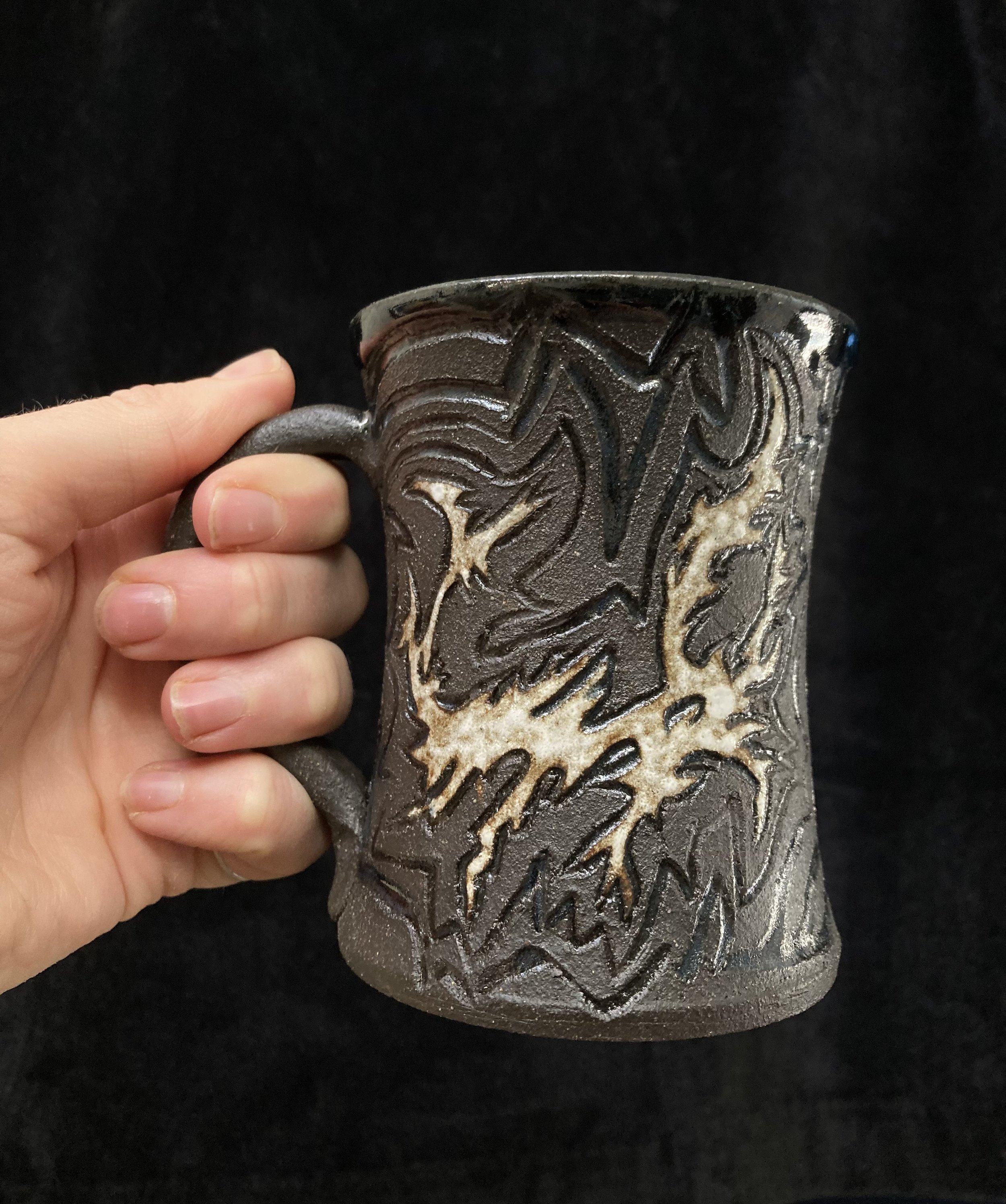 Black cyber sigil mug